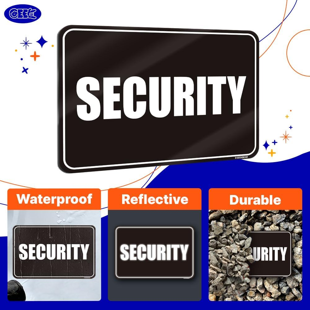GEEKBEAR Security Sign Magnet (2 Pack) - Reflective, Durable & Eye-Catching Design for Professional Patrol Vehicles image number 1