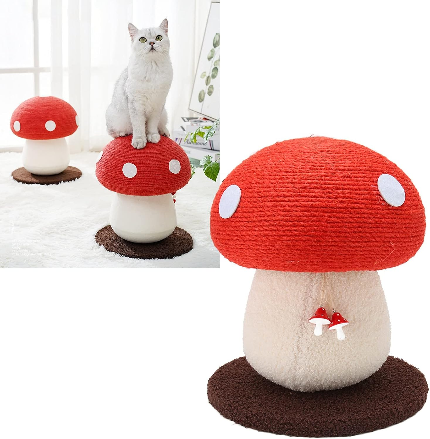 Cat Scratching Post Mushroom Durable,Mushroom Shaped Cat Scratch Pad Durable Grinding Claws Sisal Interactive Skin Friendly Cute Cat Scratching Board for Pets image number 1