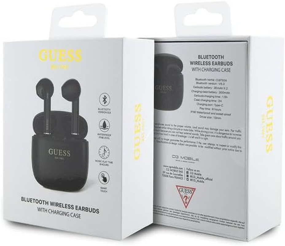 Guess Bluetooth Headphones GUTWST26PSK TWS + Docking Station Black Classic EST Logo