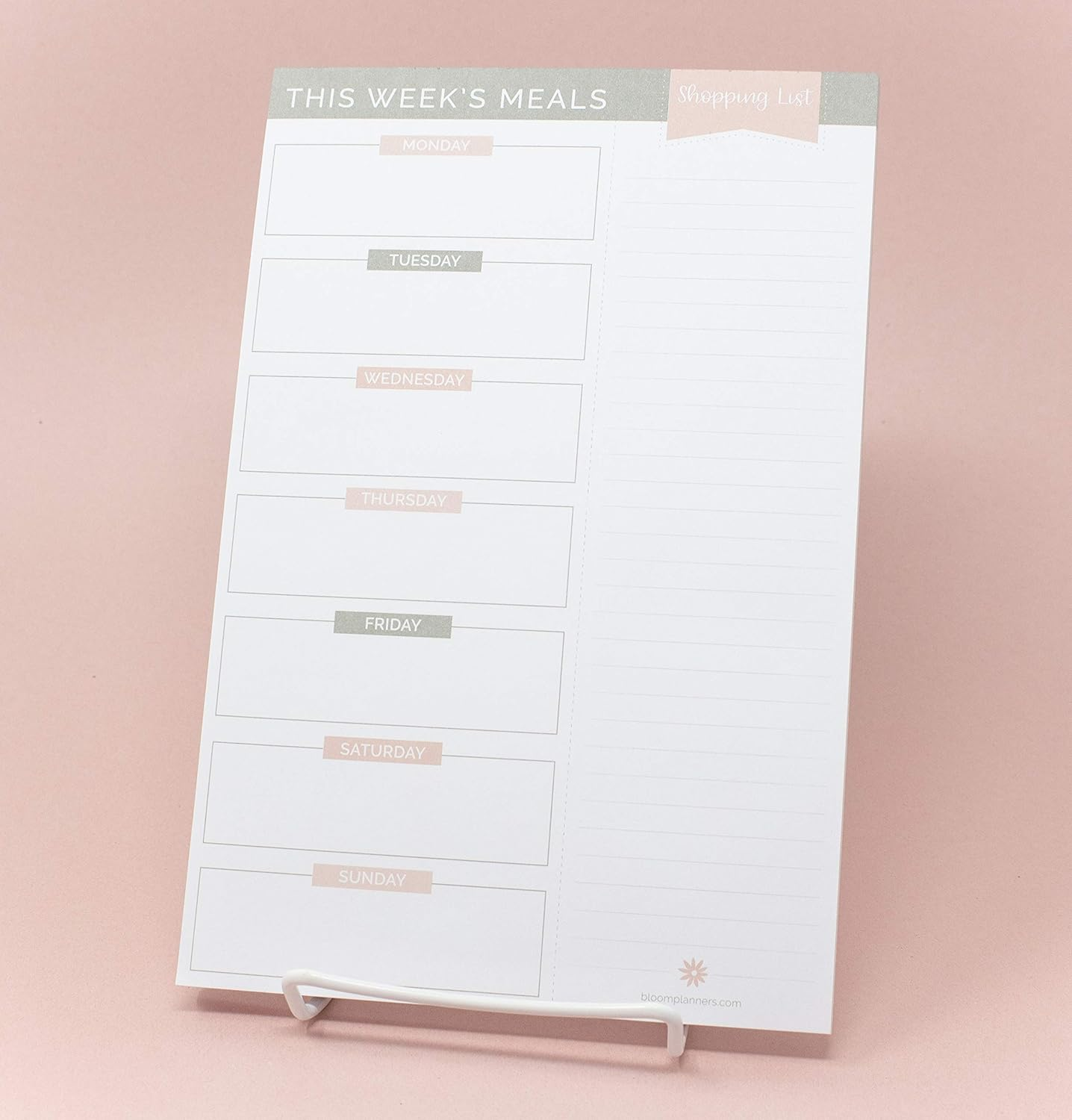 Bloom Daily Planners Weekly Meal Planning Pad - Magnetic Hanging Refrigerator Menu Planner with Tear-Off Sheets & Perforated Grocery Shopping Lists - 6X9 (Grey & Pink) - 6\" X 9\" Pocket Pad image number 6