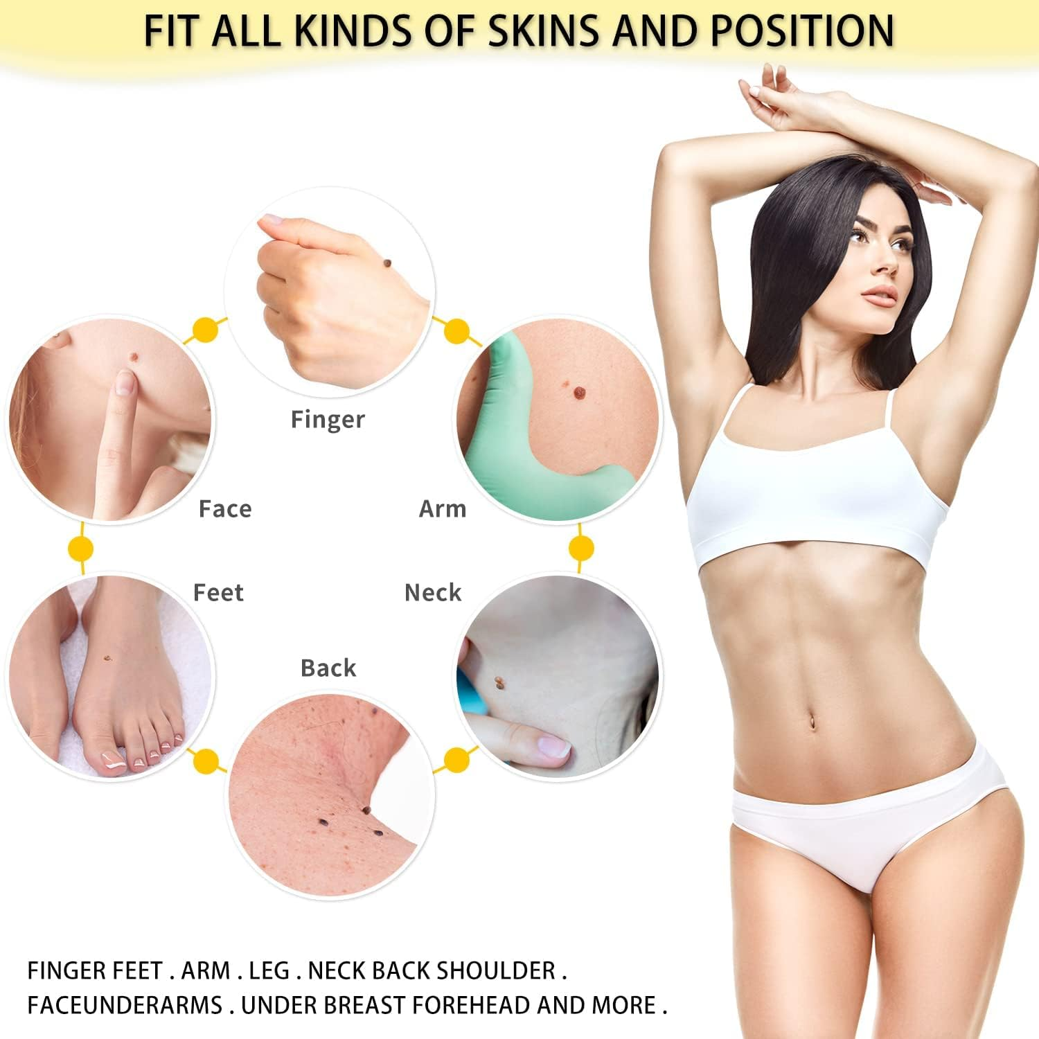 2-IN-1 Skin Tag Tool for 2-8 Mm Size Skin Tags Painless Skin Tag Removal Kit with 36 Repair Patches and 10 Cleansing Wipes Easy to Use for Most Body Parts