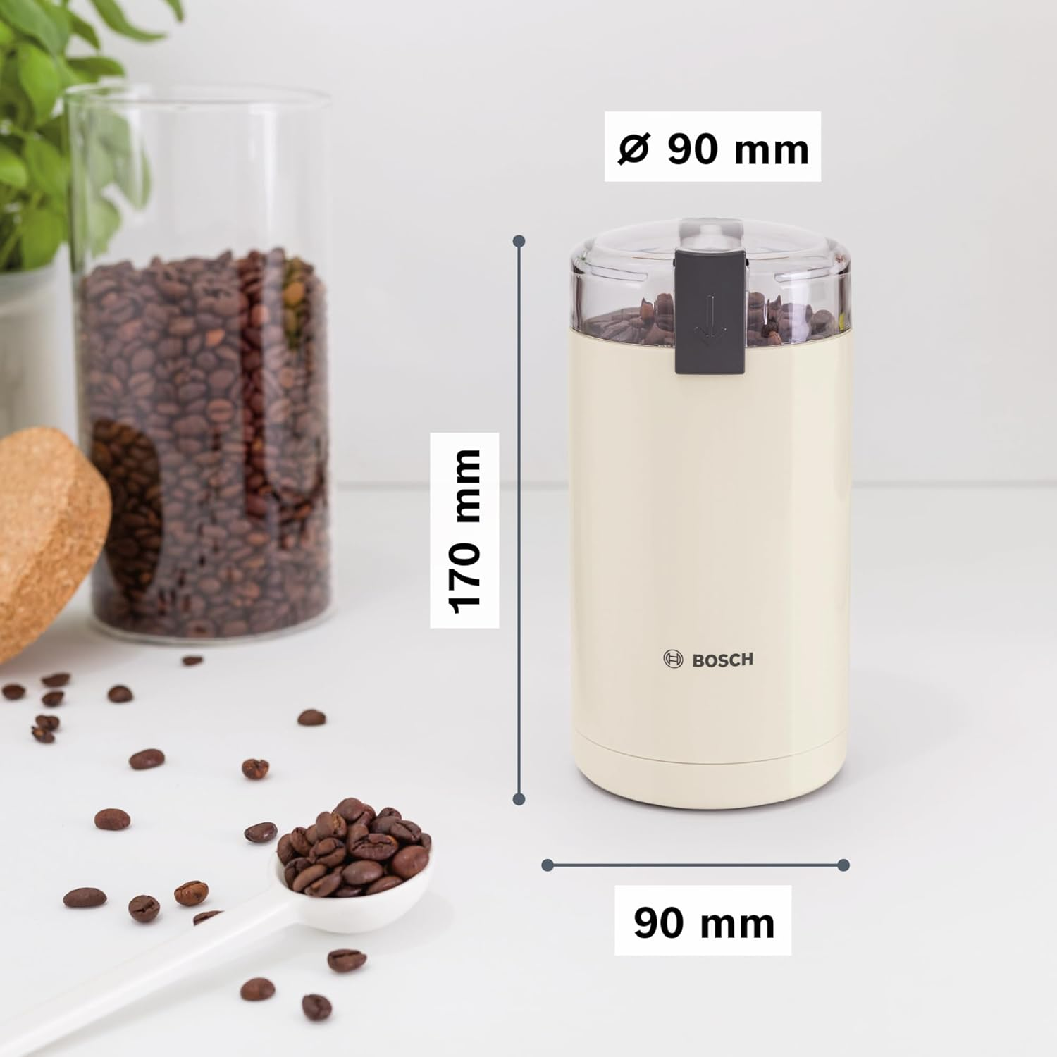Bosch Coffee Electric Grinder with a Power of 180 W TSM6A017C, Cream image number 2