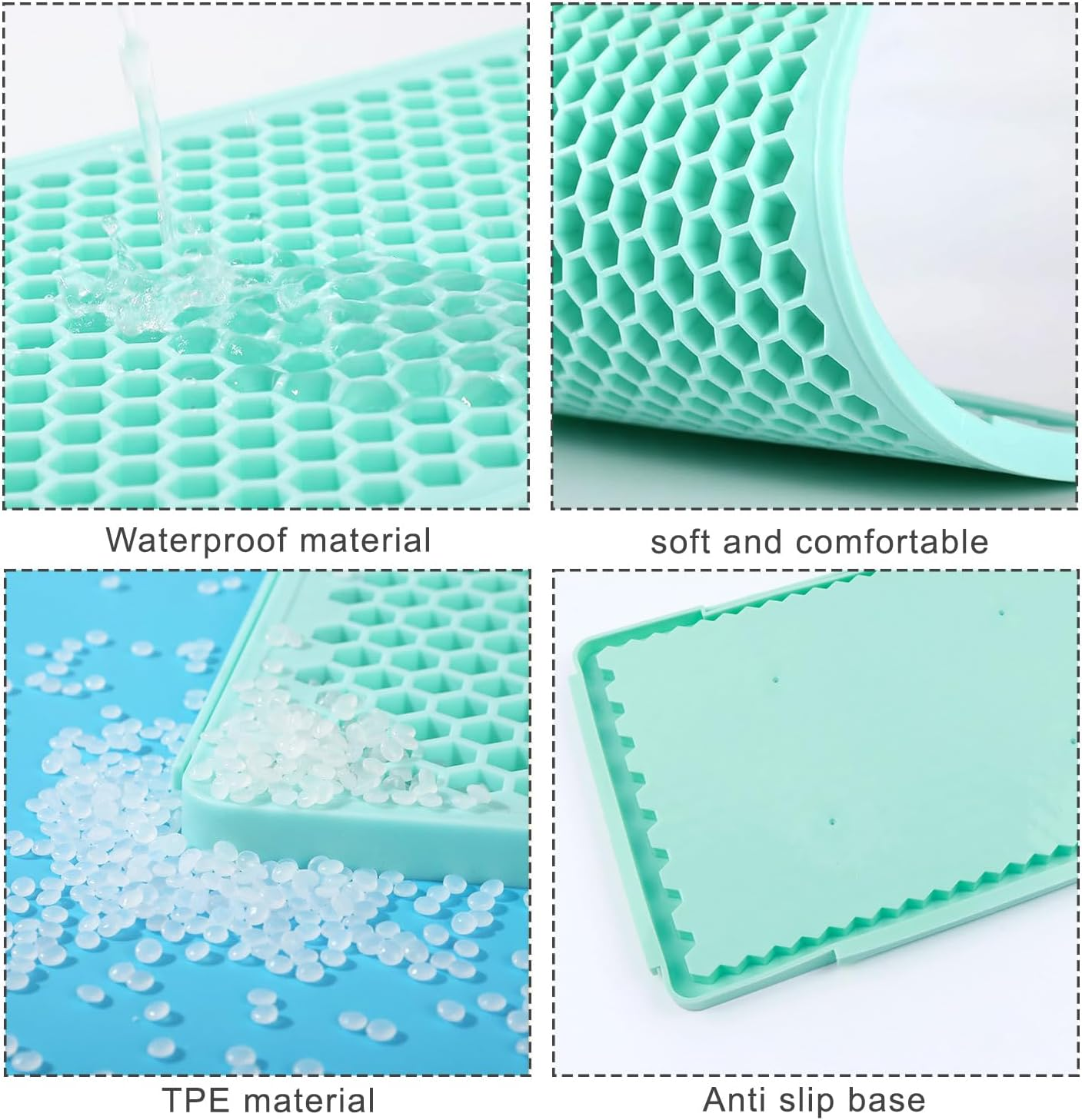Cat Litter Tray Mat, Honeycomb Design, Cat Litter Tray Mat, Cat Litter Mat, Mat for under Cat Litter, Waterproof and Non-Slip, TPE, Blue, 1 Side Connected image number 3