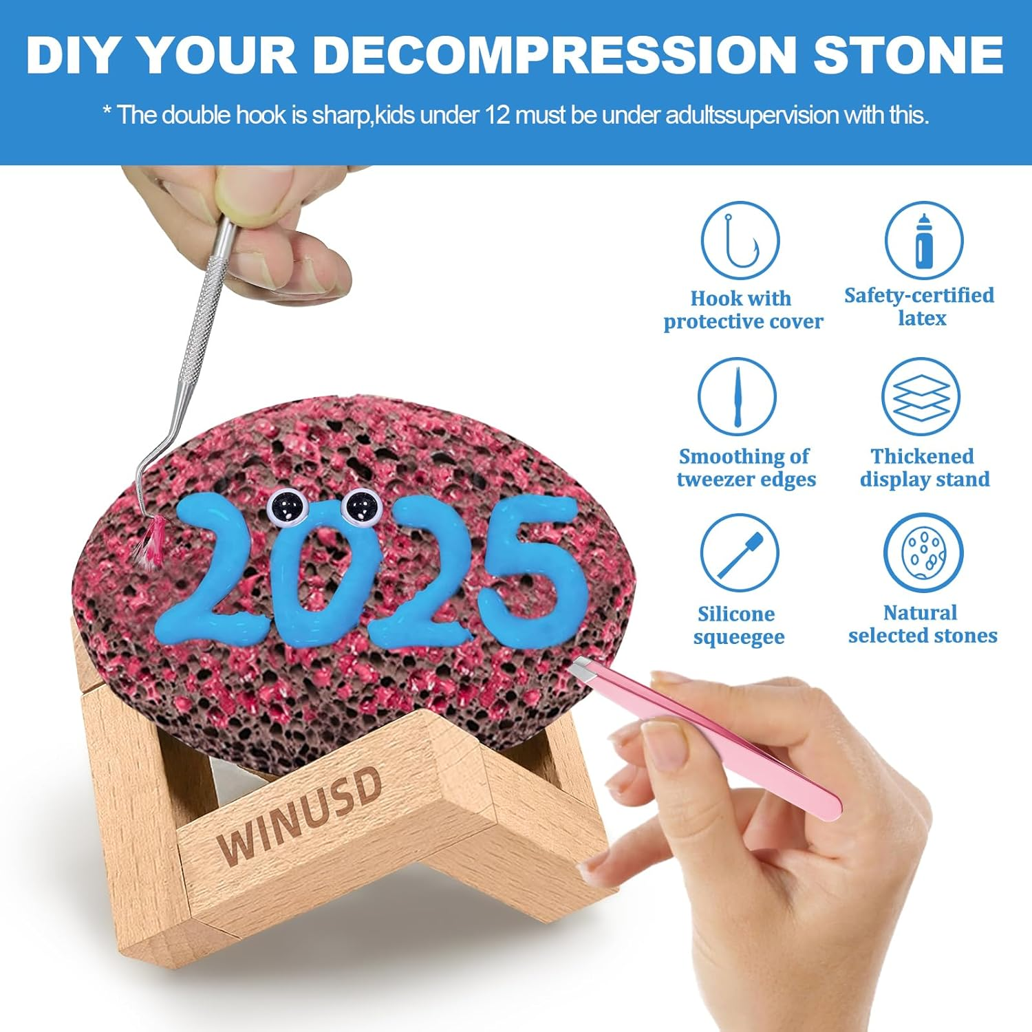 Pick and Peel Stone Kit, Skin Picking Fidget Toys, Picky Pad Stone, 2Pcs Pick Stone Kit for Anxiety Relief, Adult Fidget Toys, Picking Rock, Great Gift for Adults, Mother'S Day White Elephant Gift image number 1