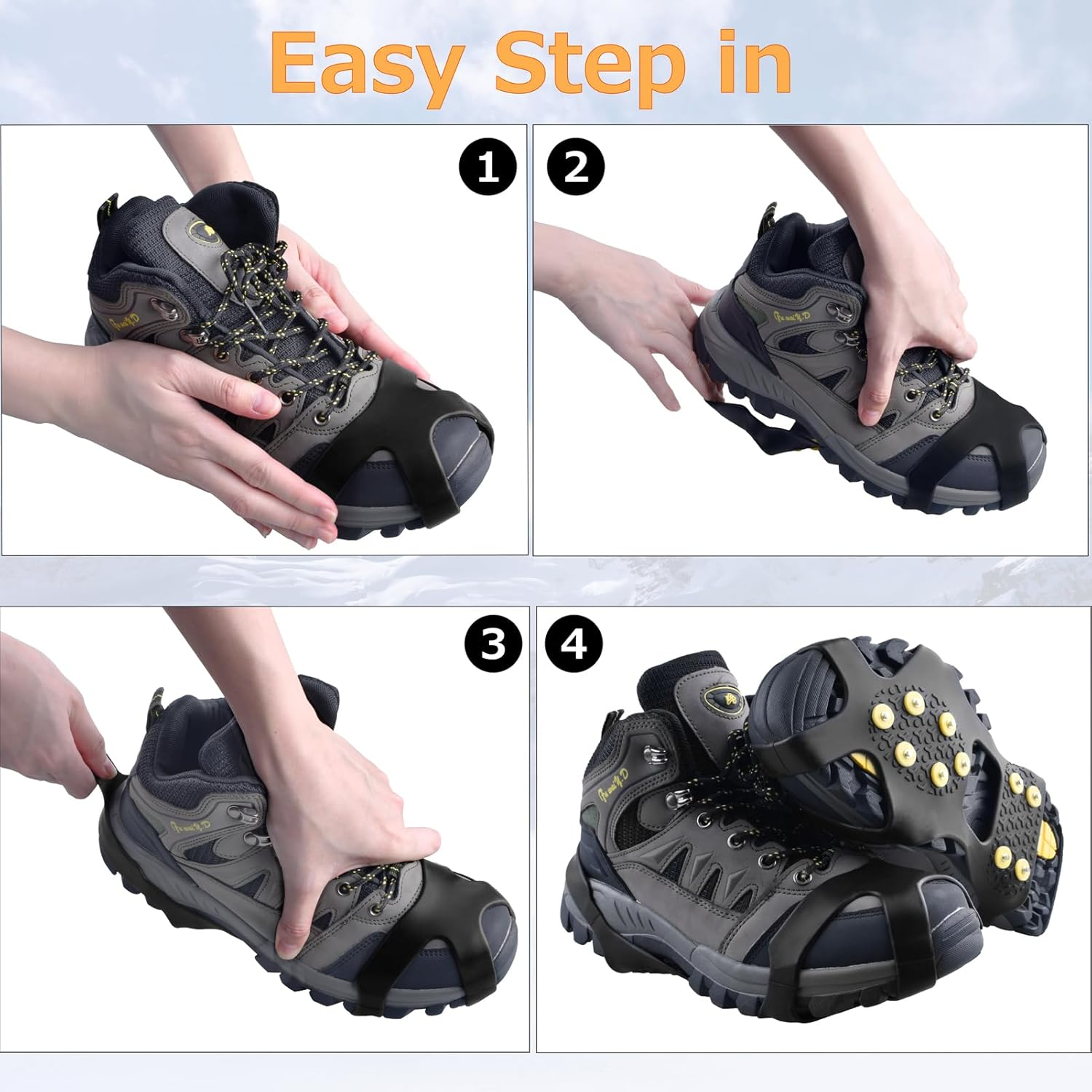 Azarxis Walk Traction Ice Cleat Spikes Crampons with 10 Spikes Snow Grips Stretch Footwear Traction for Walking, Jogging, Climbing, Hiking on Snow and Ice
