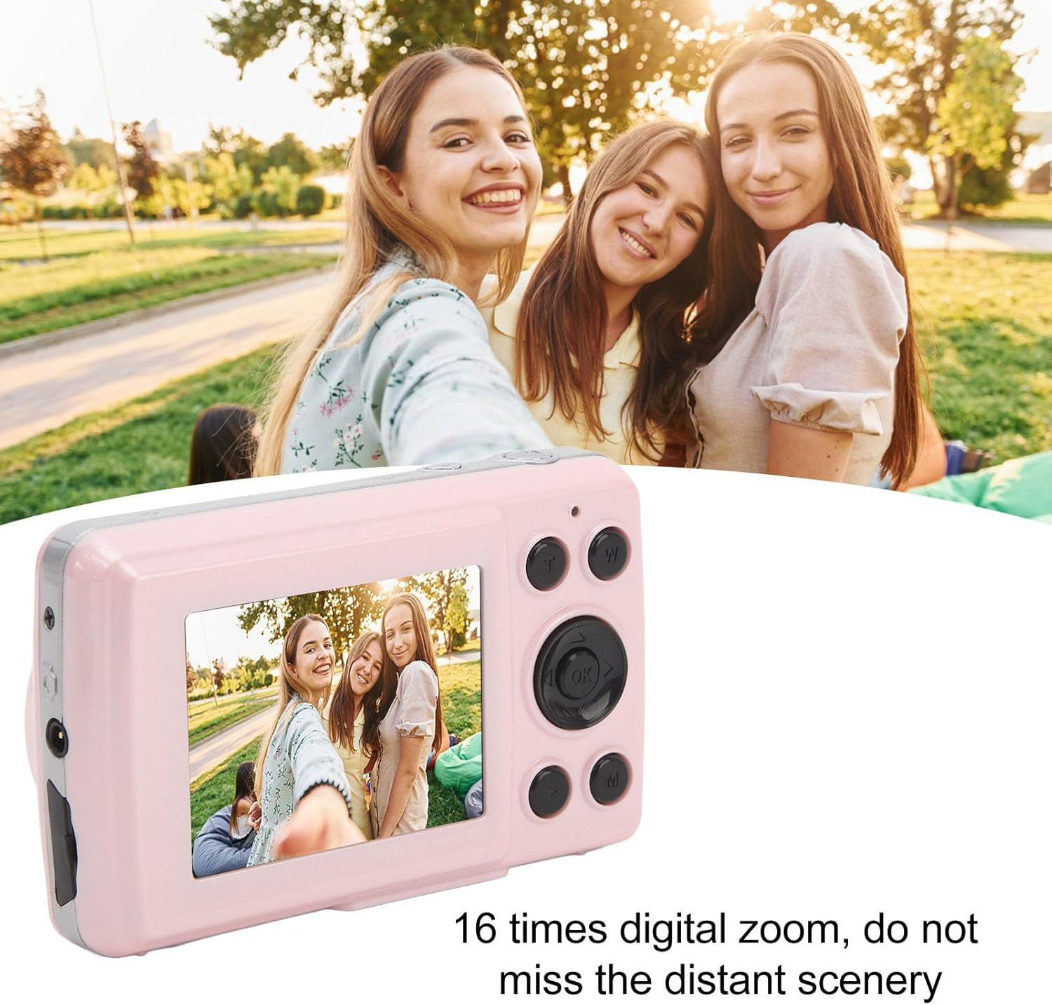 16MP Digital Camcorder for Photography Video, 1080P Auto Focus Action Camera with 16X Digital Zoom/2.4 in LCD Screen, Small Compact Point and Shoot Digital Cameras for Kids