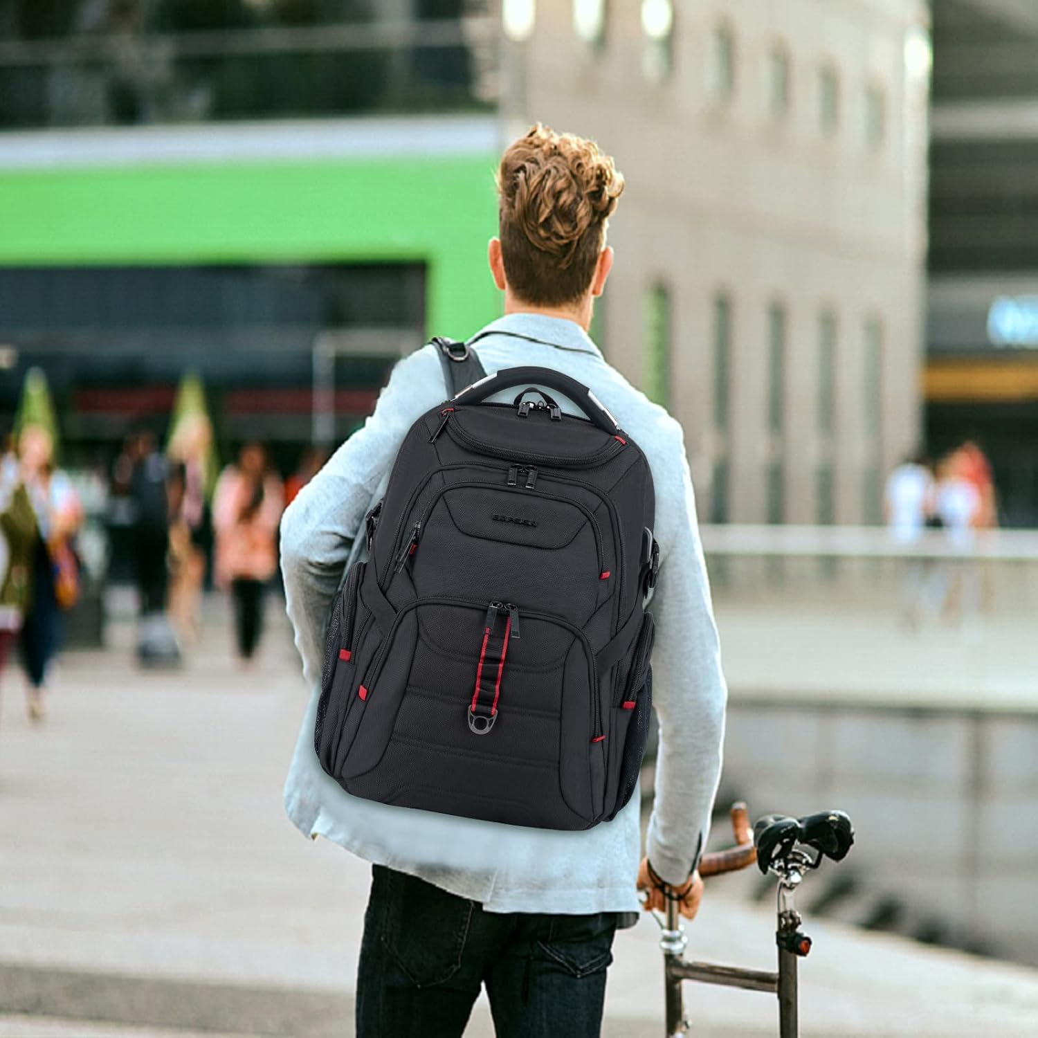 EMPSIGN Travel Laptop Backpack for Men, 17.3 Inch Computer Backpack, 45L Anti-Theft Business Laptop Backpack with USB Charging Port, Water-Repellent Work College School Backpack for Men Women, Black,