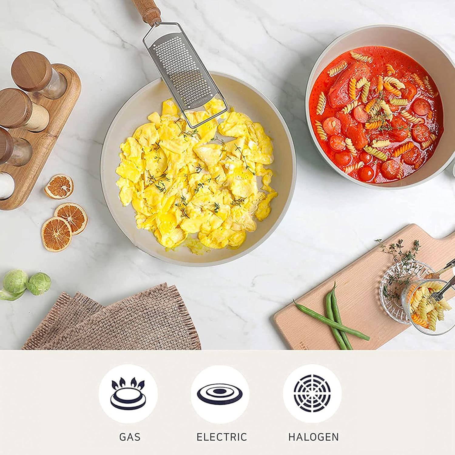 Neoflam Midas plus 9Pc Nonstick Cast Aluminum Cookware Set, PFOA Free Kitchenware with Saucepan,Frying Pan,Stove|Oven Pot, Tempered Glass Lid and Smart Detachable Handle,Oven Safe,Space-Saving,Emerald image number 5