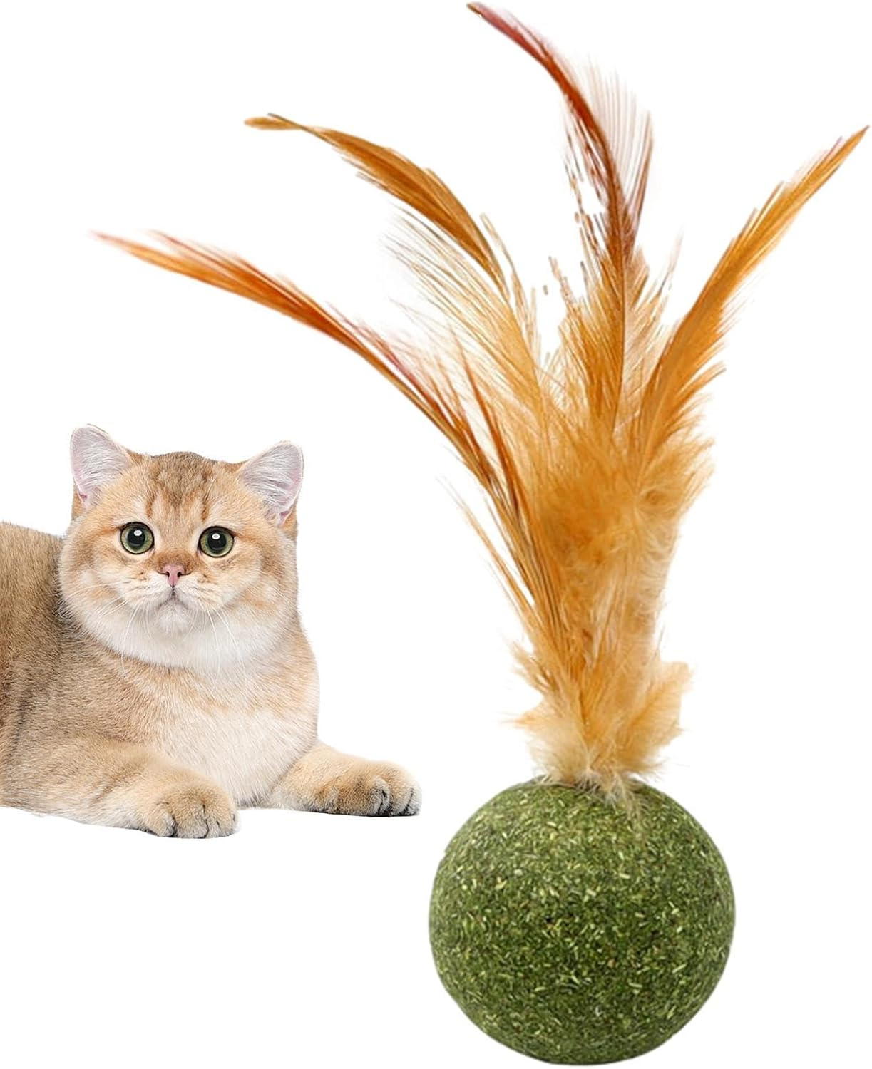 Catnip Balls for Cats | Cat Teething Toys with Tail | Lickable Energy Ball for Hunting Play Teeth Cleaning Mental Stimulation Boredom Indoor Outdoor Fun Activities image number 1