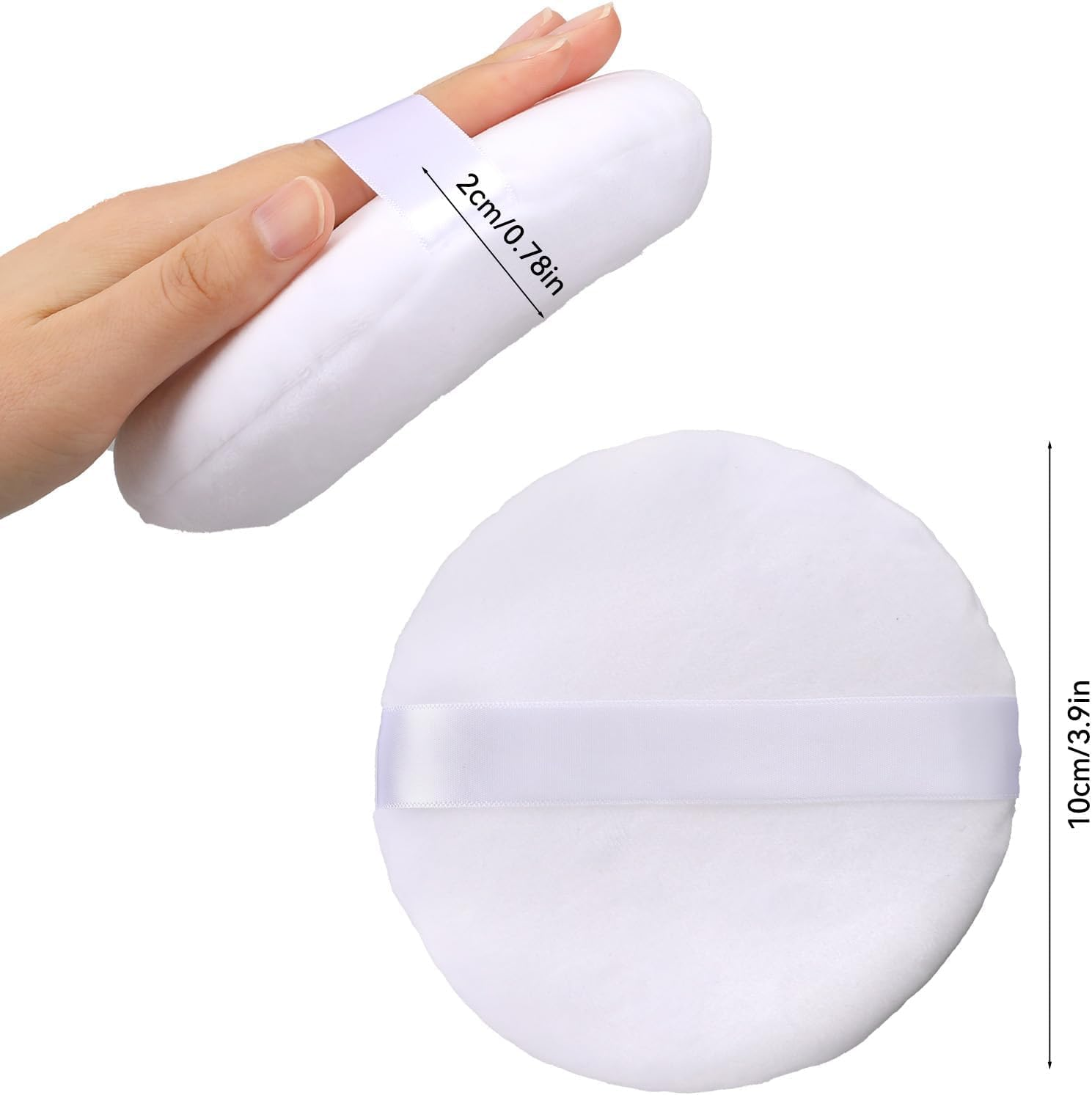 2Pcs 4.13 Inch Body Powder Puff, Soft Velour for Loose Powder - Includes Travel Container, Face & Body Makeup (White ） image number 3