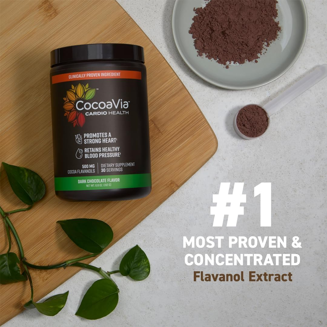 Cocoavia Cardio Health Cocoa Powder, 60 Servings, 500Mg Cocoa Flavanols, Support Heart Health, Boost Nitric Oxide, Improve Circulation, Energy, Preworkout, Vegan, Dark Chocolate Cacao image number 6