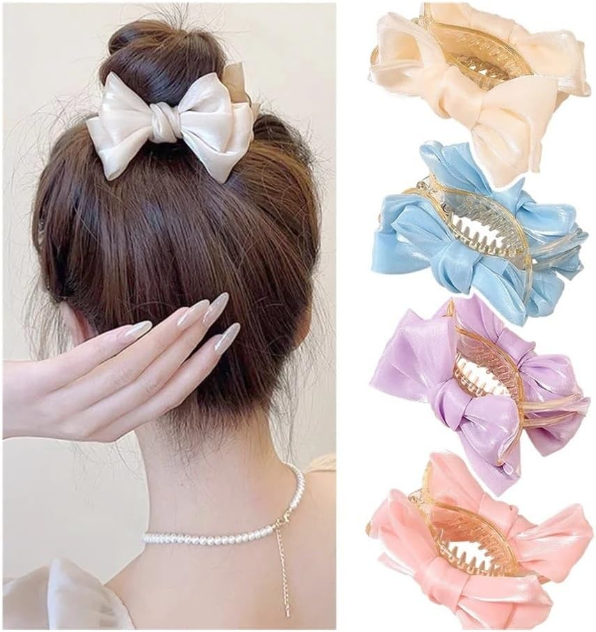 Hair Claw Clips Fashionable and Elegant Summer Mesh Bbow Ponytail Clip Grab Clip Headdress Hair Accessories image number 5