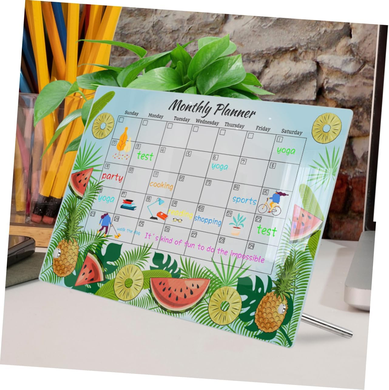 PLAFOPE Home Acrylic Message Board School Acrylic Note Board Dry Erase Eraser Duster Magnetic Erasable Note image number 2