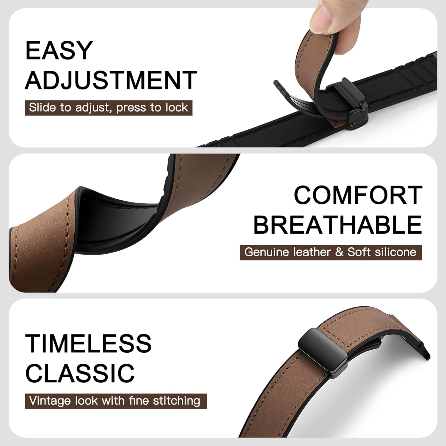 Mazuboho Leather Bands for Apple Watch Band 49Mm 46Mm 45Mm 44Mm 42Mm, Vintage Leather with Adjustable Magnetic Buckle for Apple Watch Strap Ultra 3, Ultra 2, Ultra, Series 11 10 9 8 7 6 5 4 SE 3 2 1 image number 3