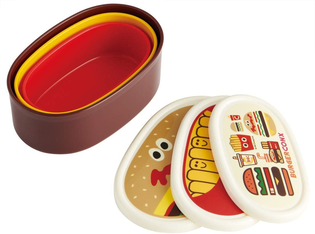 Skater SRS3SAG Bento Box, Sealed Containers, Storage Containers, Set of 3, Silver Ion, Ag+ Antibacterial, Burger Conx, Made in Japan, 30.9 Fl Oz (860 Ml) image number 1