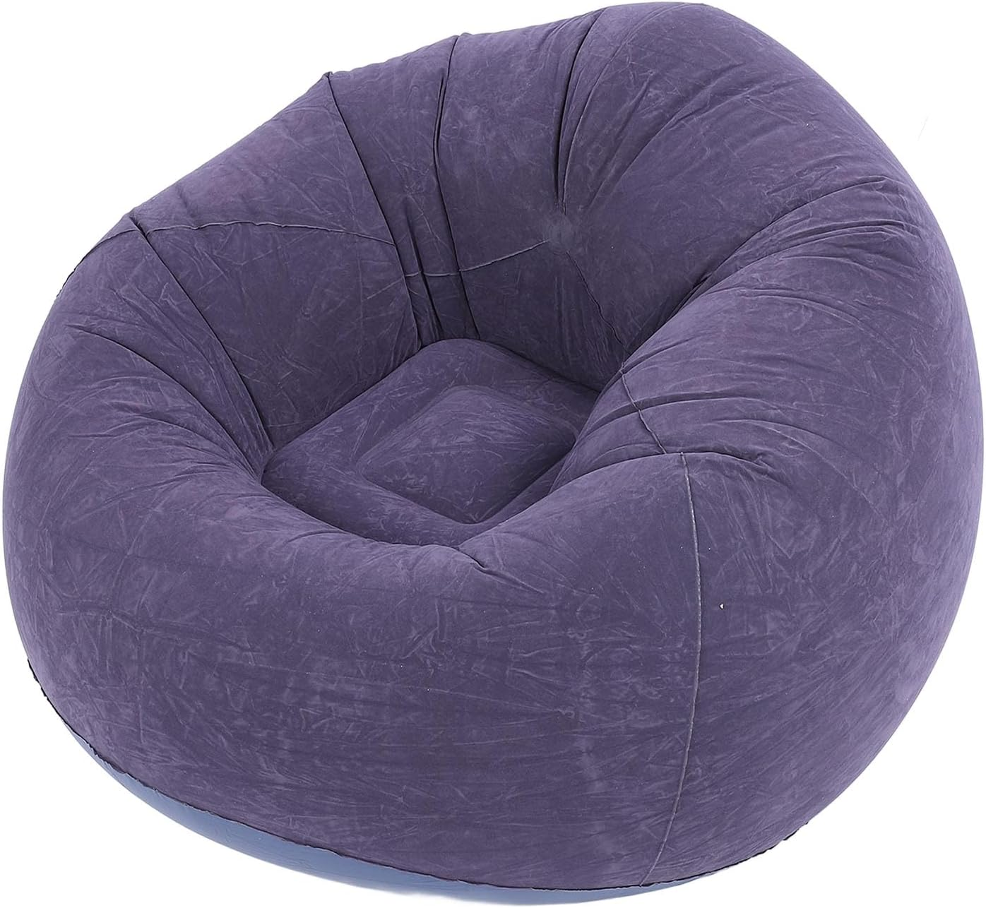 Bewinner Inflatable Sofa Chair with Footstool, Stylish Blow up Chair, Flocking Lounge Sofa Soft Camping Chair for Living Room Outdoor Travel Camping (Coffee)