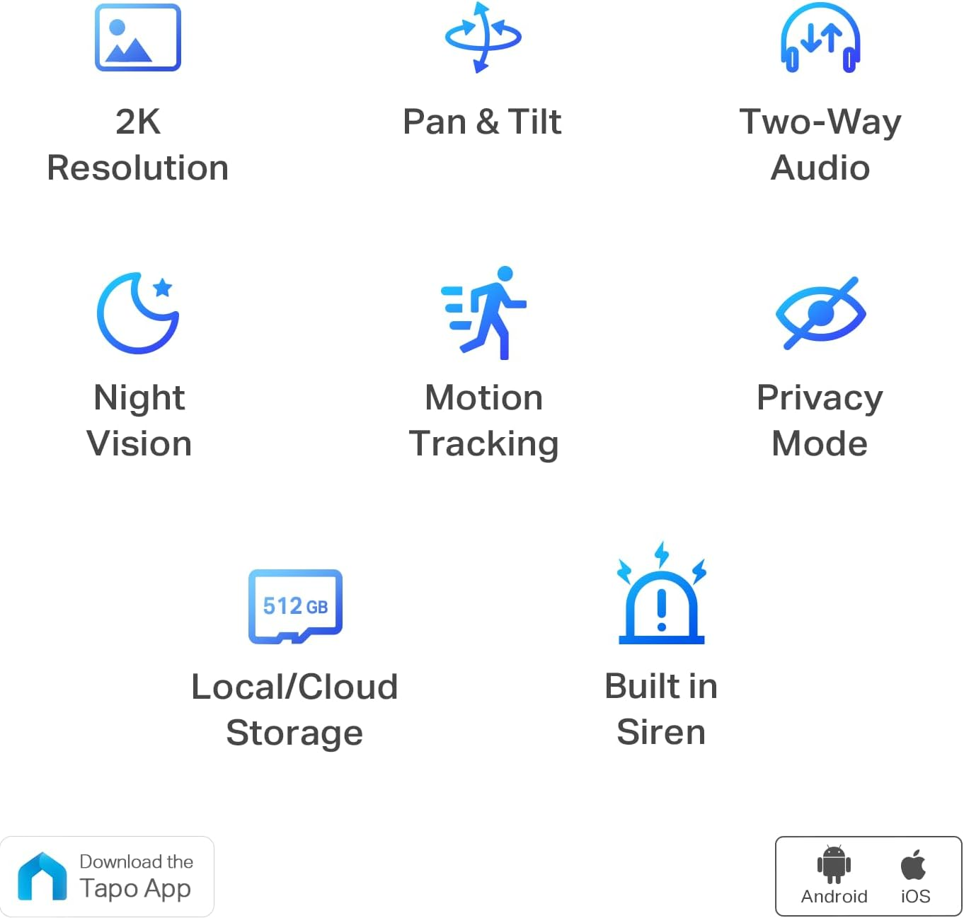 Tp-Link Tapo 2K Pan Tilt Security Camera for Baby Monitor, Dog Camera W/Motion Detection, 2-Way Audio Siren, Night Vision, Cloud &SD Card Storage (Up to 256 GB), Works with Alexa & Google Home (C210) image number 1