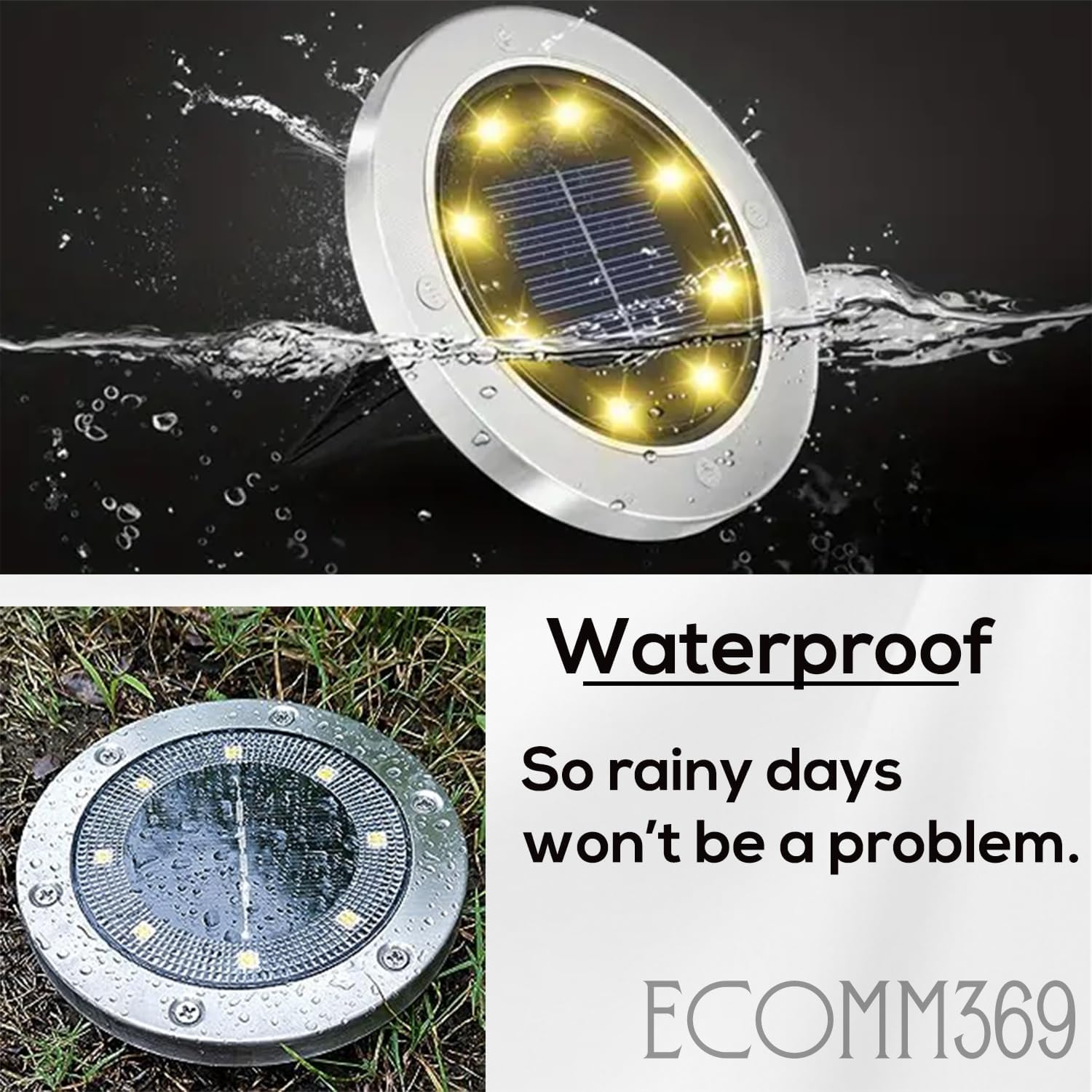 8 Packs 8 LED Solar Ground Disc Lights Outdoor Waterproof in Ground Solar Lights for outside Solar Garden Lights Solar Landscape Lights for Garden Outdoor Patio Pathway Walkway Decor (White) image number 3