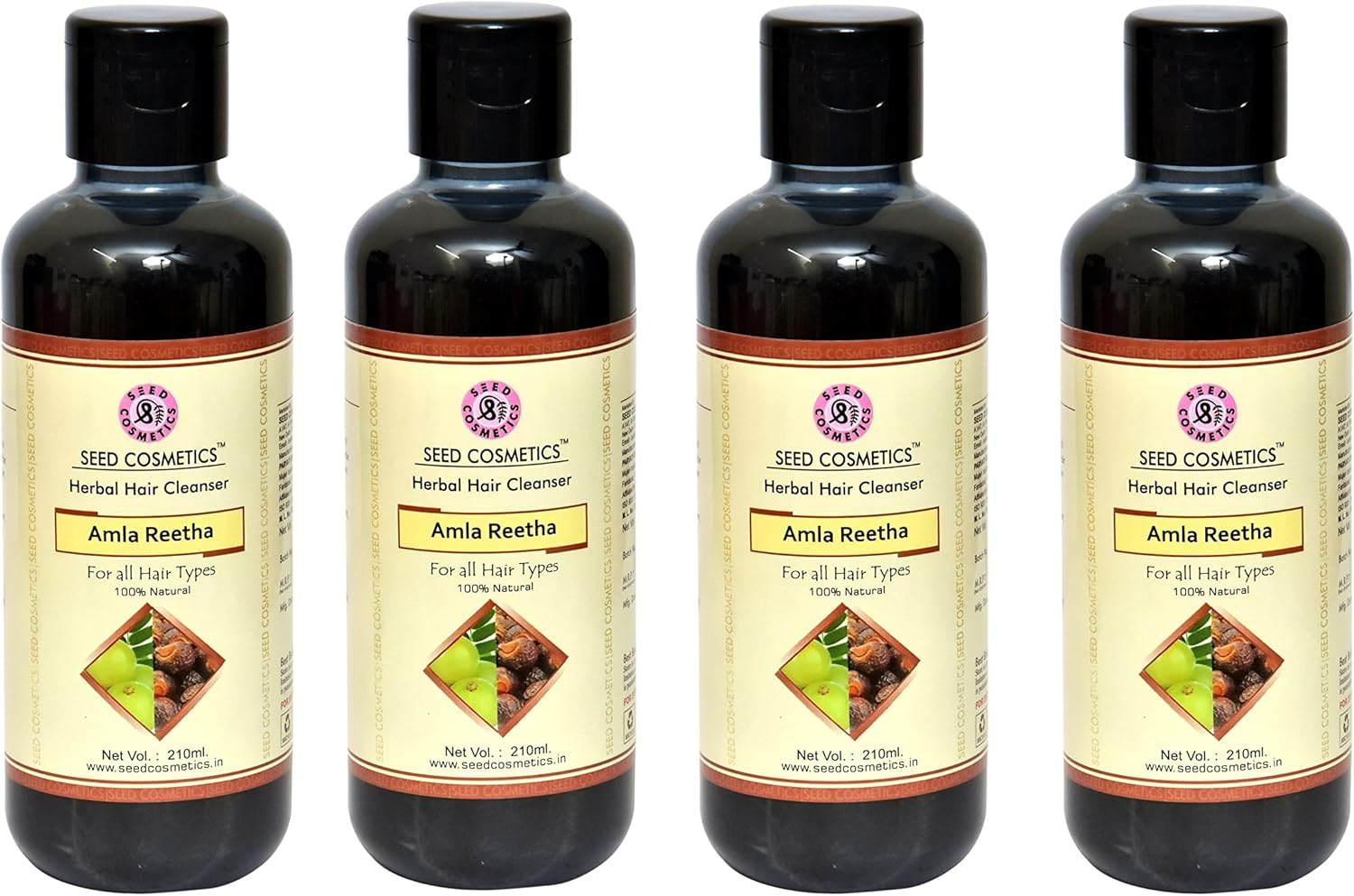 Seed Cosmetics Amla Reetha Herbal Hair Shampoo 100% Natural for Men and Women Pack of 4 (840Ml) image number 2