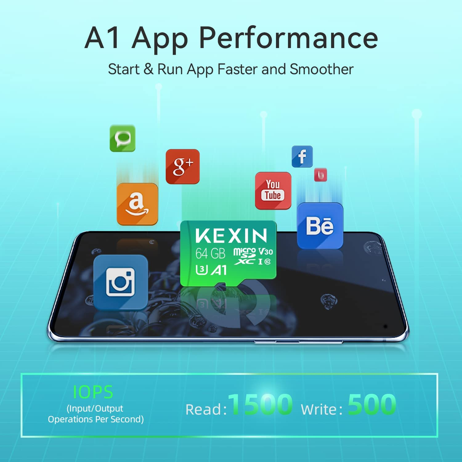 KEXIN Micro SD Card 64GB + SD Adapter Micro SDXC Memory Card Micro SD Card C10, U3, A1, V30 SD Card Memory Card TF Card for Switch, Tablet, Camera, Drone, Mobile Phone, Home Monitor Green Pack of 3 image number 5