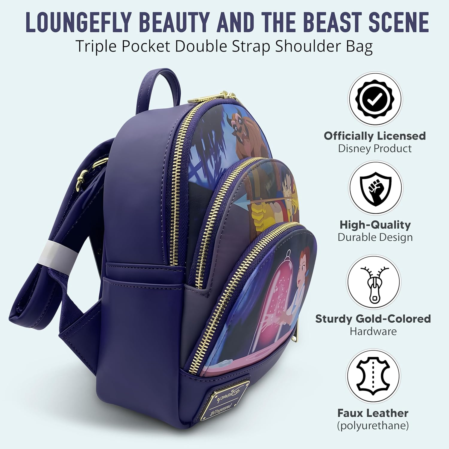 Loungefly Beauty and the Beast (1991) Mini Backpack image number 2