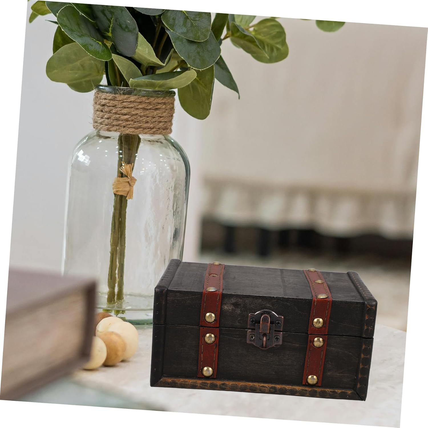 Retro Storage Box Vintage Wooden Treasure Chest Decorative Organizer for Home Decor and Keepsake Storage for Displaying Collectibles image number 6
