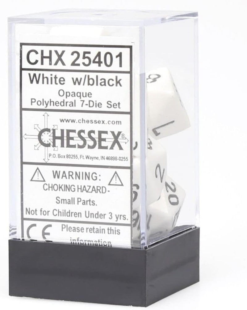Chessex CHX 25401 Opaque Polyhedral White/Black 7-Die Set