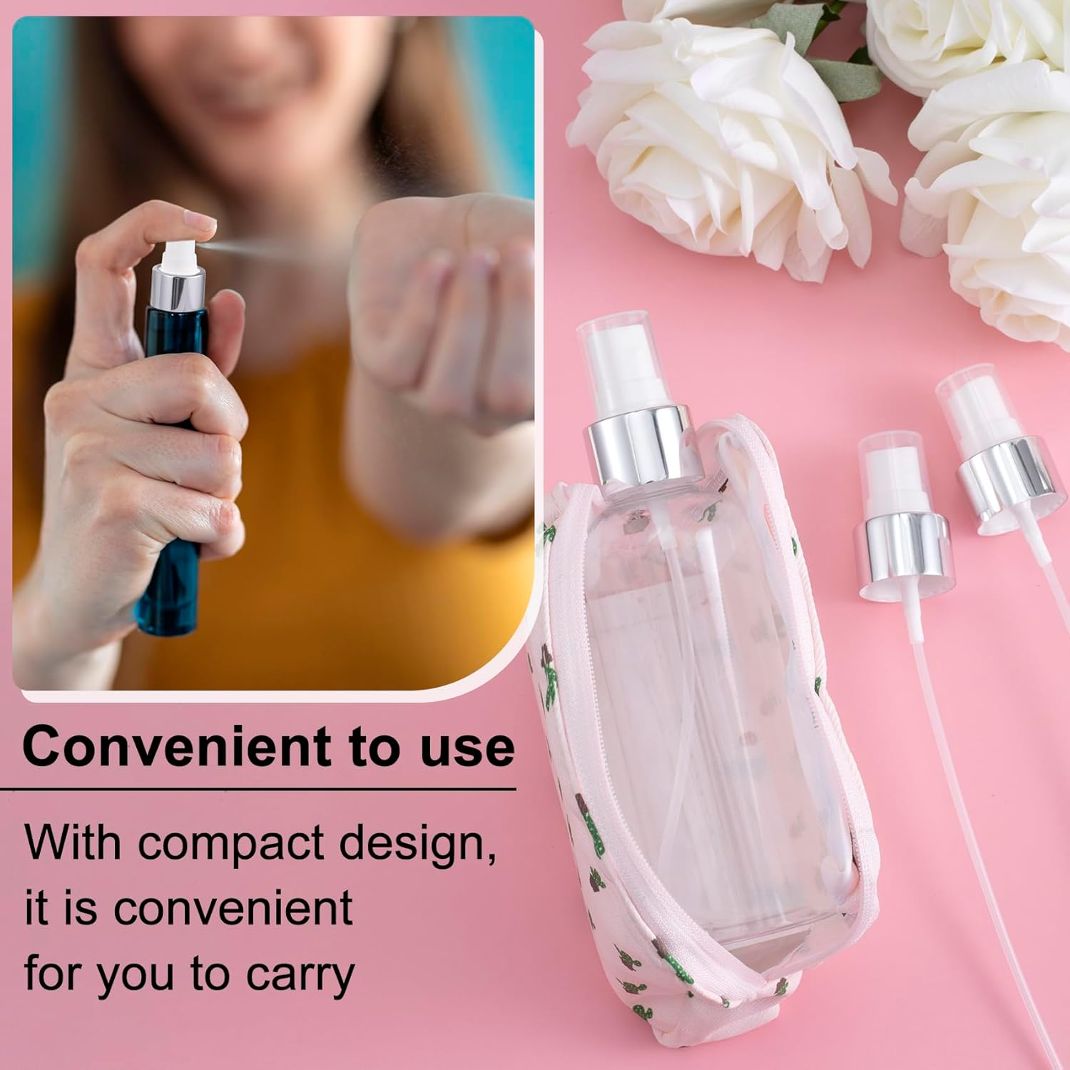 Alpinleux 8 Pcs Spray Bottle Top, 24/410 Fine Mist Sprayer Top, Nozzle Sprayer Tops Replacement, Plastic Fine Mist Sprayer Pump for Essential Oil, Cleaning Solutions (24/410 Cap Size, Silver) - Gold White image number 2