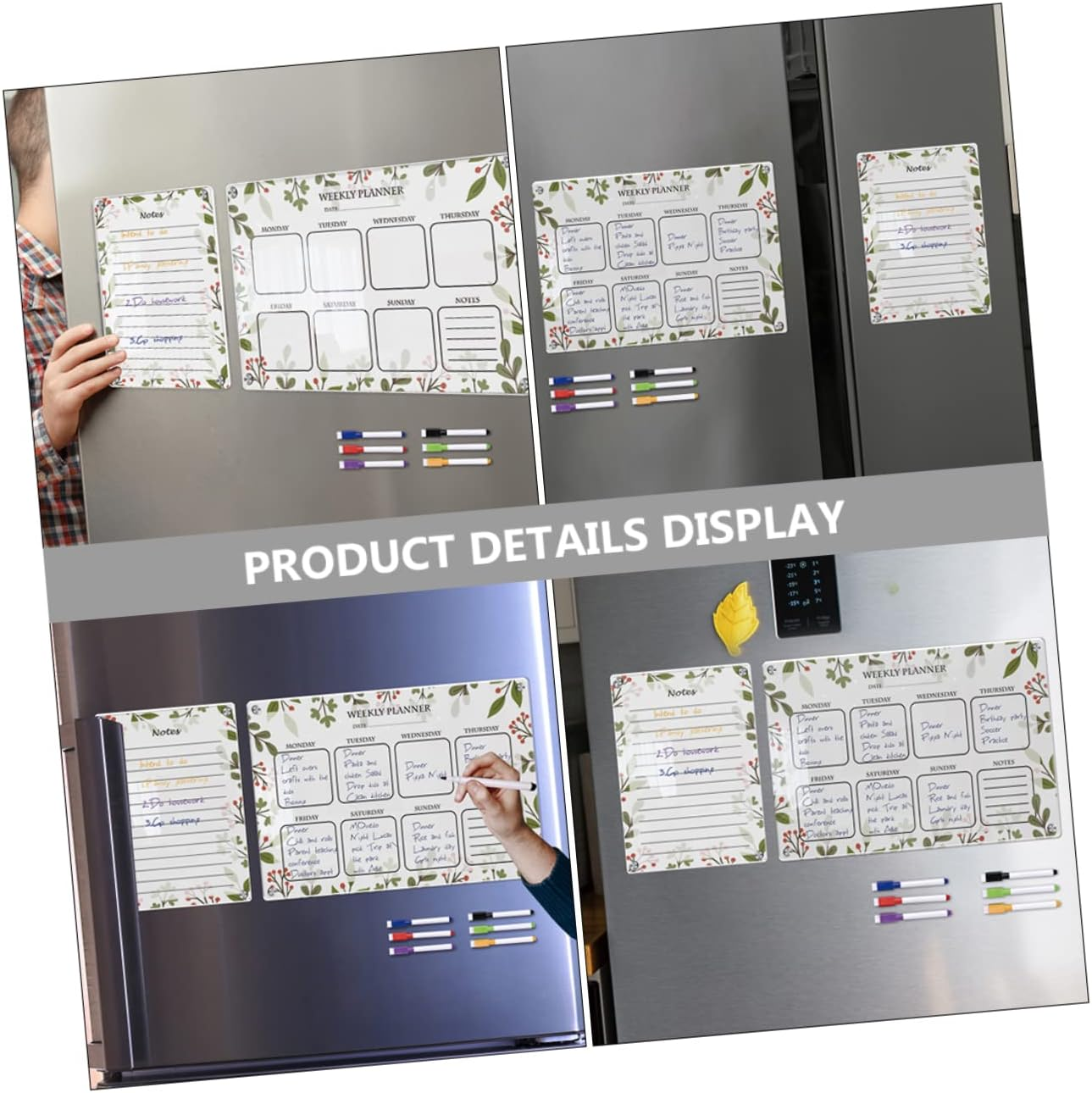 HAPINARY Erasable Magnetic Board for Fridge Weekly Calendar Planning Board Memo Board Perspex Magnet Dry Erase Kitchen Acrylic Magnetic Board Markers image number 3