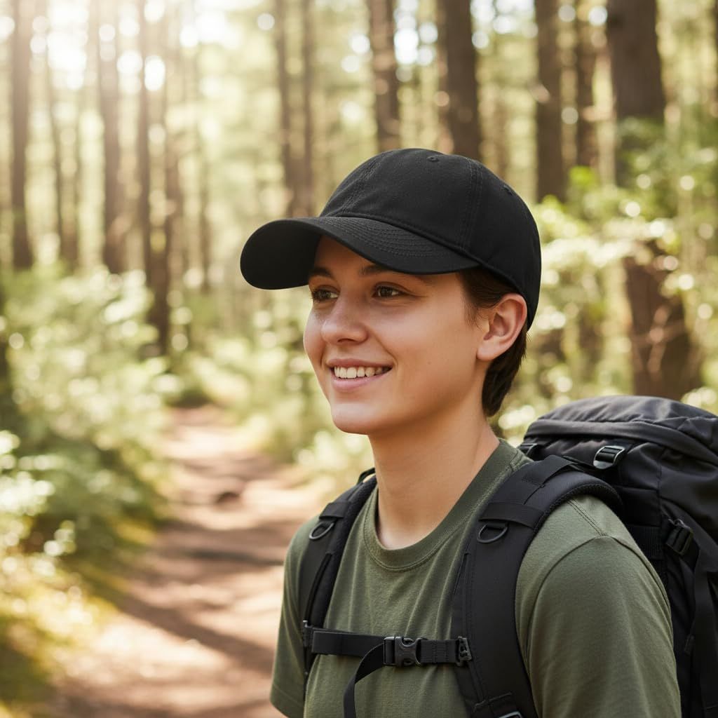 Oversize Baseball Cap for Men with Big Head, 23.6"-26.8" Adjustable Running Hat for Outdoor Sports, Sun Protection & Daily Use Black