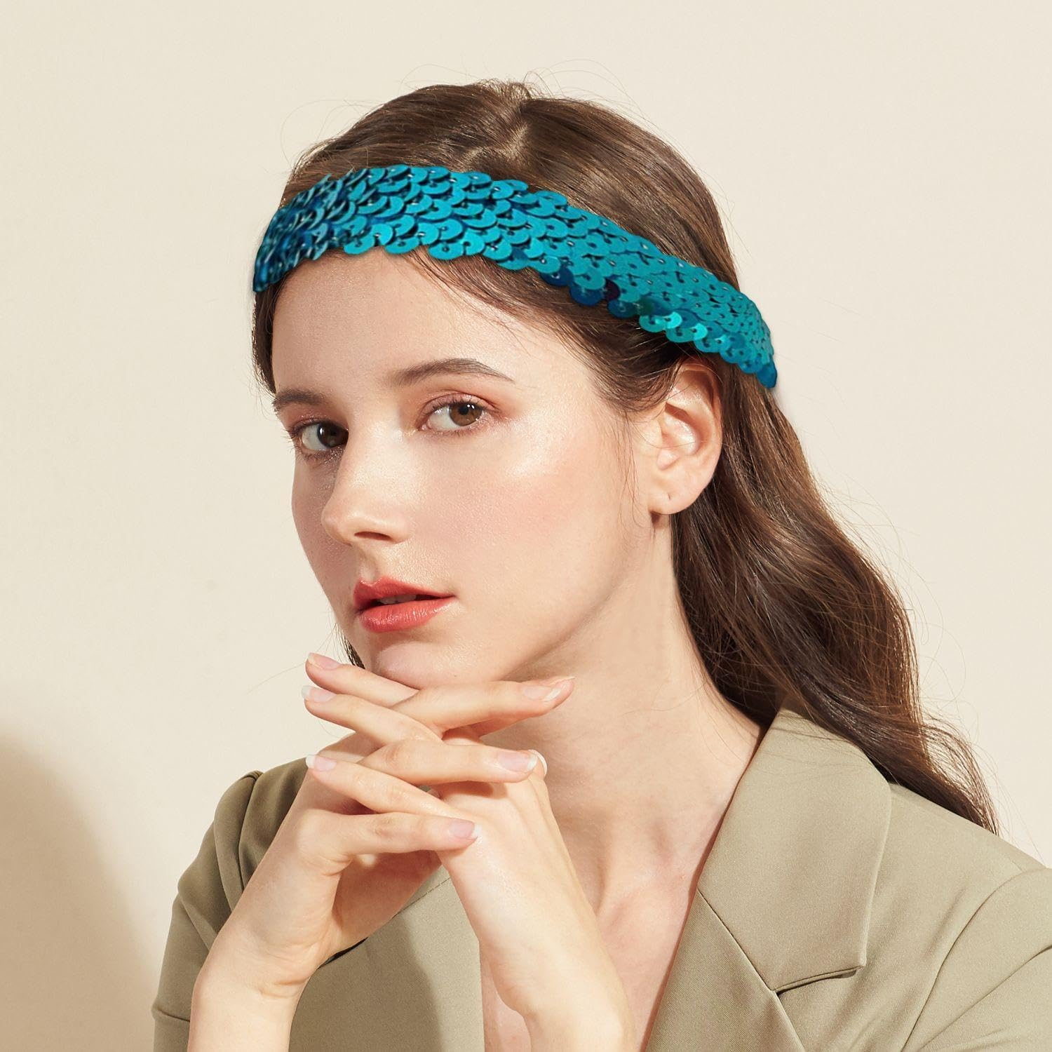 6-Piece Stretch Sequin Headband and 3-Piece Sequin Headband with Elastic Band, Shiny Headband, Creative Hair Accessories, Clothing Accessories image number 5