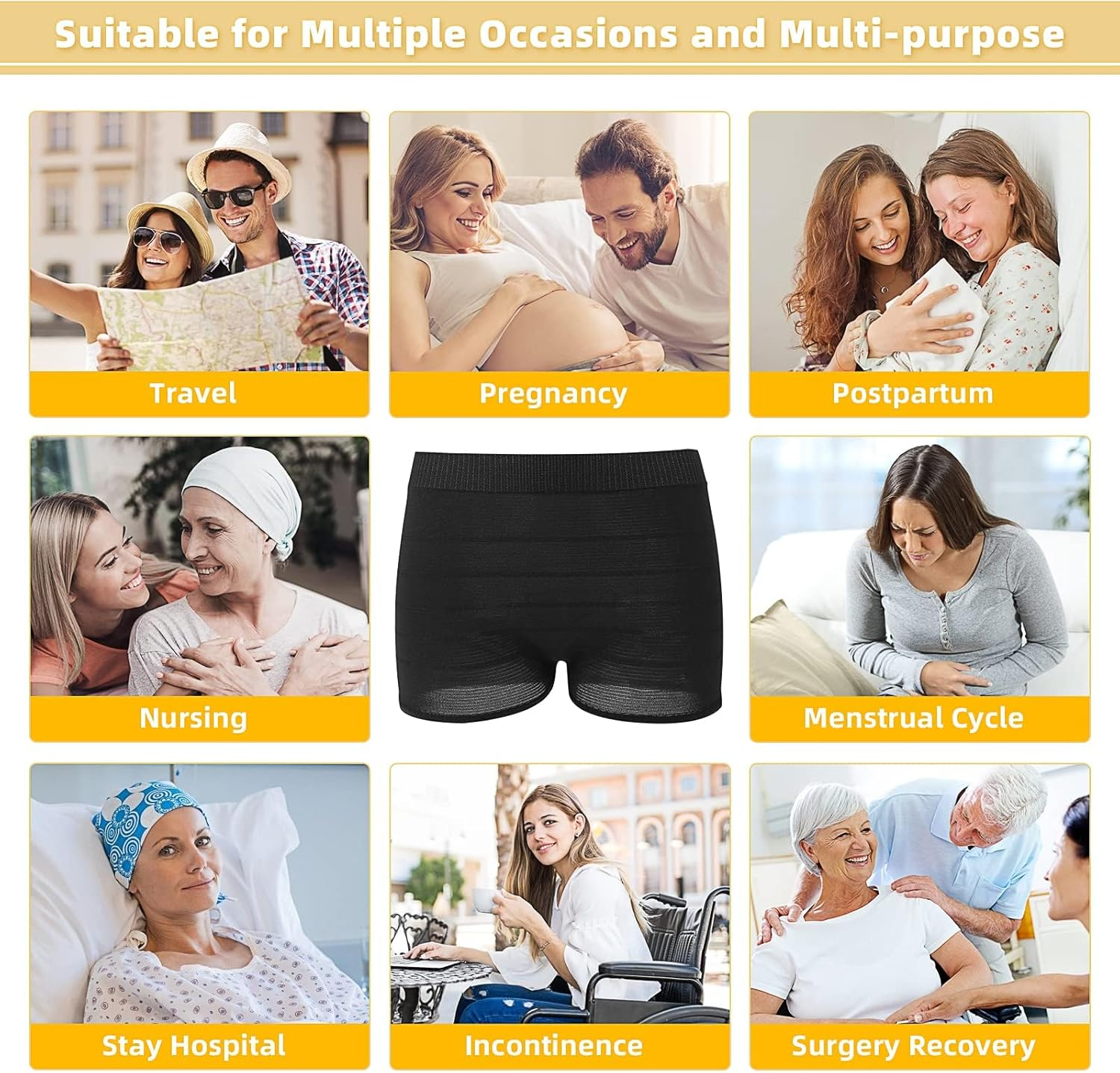 CARER BEAUTY Postpartum Panties for Women, 15Pcs Women'S Maternity Knickers Disposable High Waist Underwear Pregnancy Seamless Soft Breathable Stretchy for Recovery from C-Section image number 2