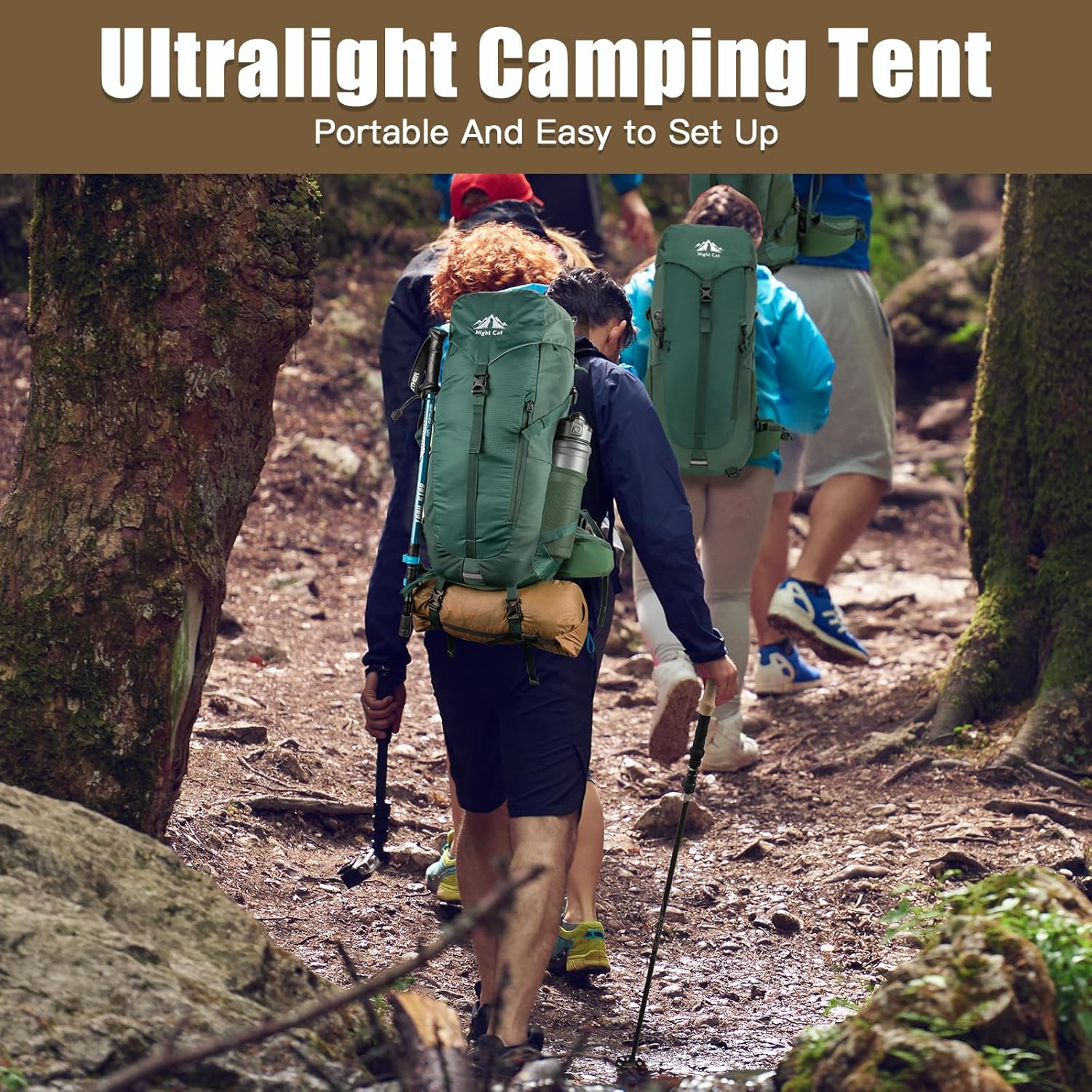 Night Cat Backpacking Tent for One 1 to 2 Persons Lightweight Waterproof Camping Hiking Tent for Adults Kids Scouts Easy Setup Single Layer image number 2