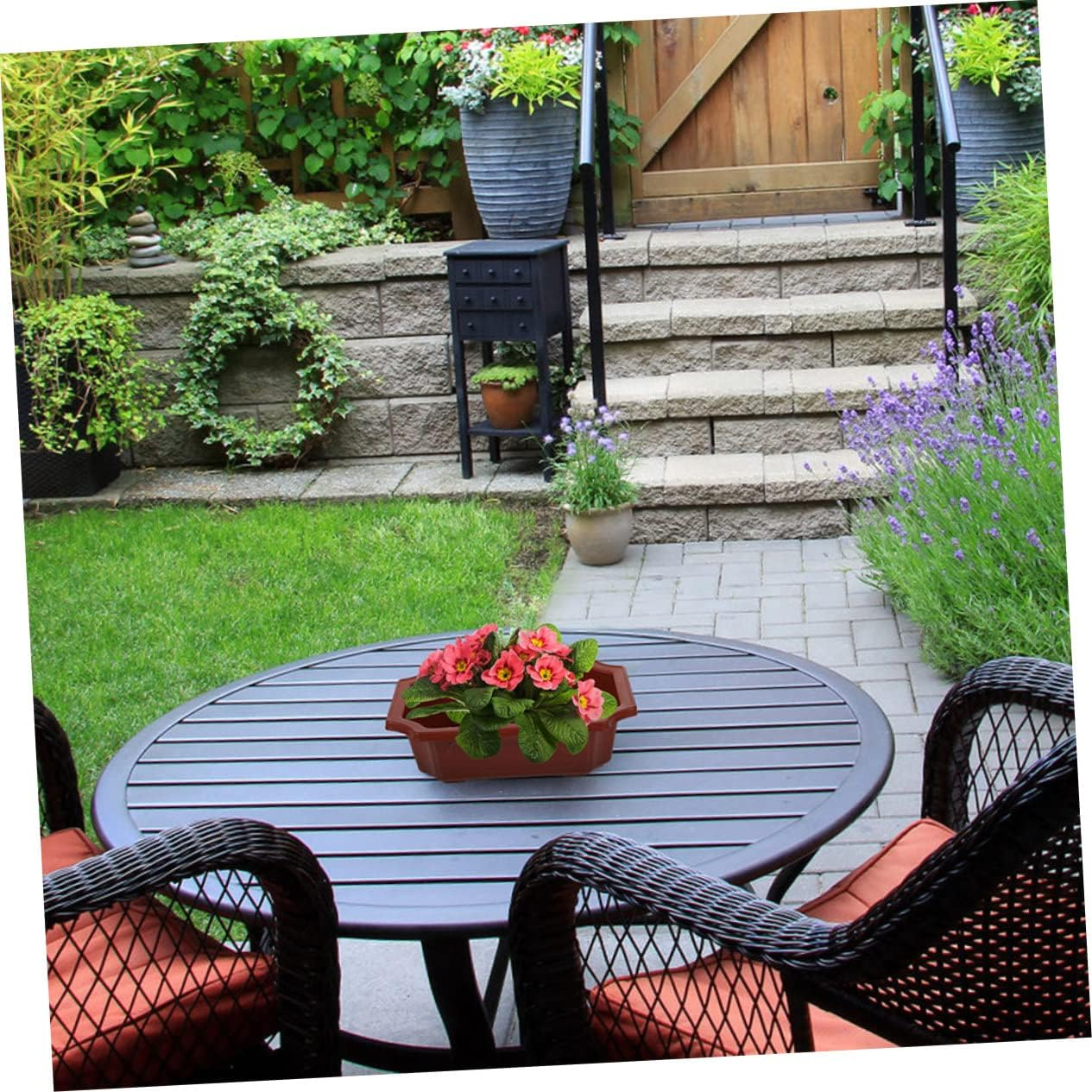 Toddmomy 10Pcs Vintage Style Red Plastic Bonsai Pots Capacity Rectangular Flower Planters with Drainage Mesh for Garden Succulent Indoor Outdoor Plant Growing