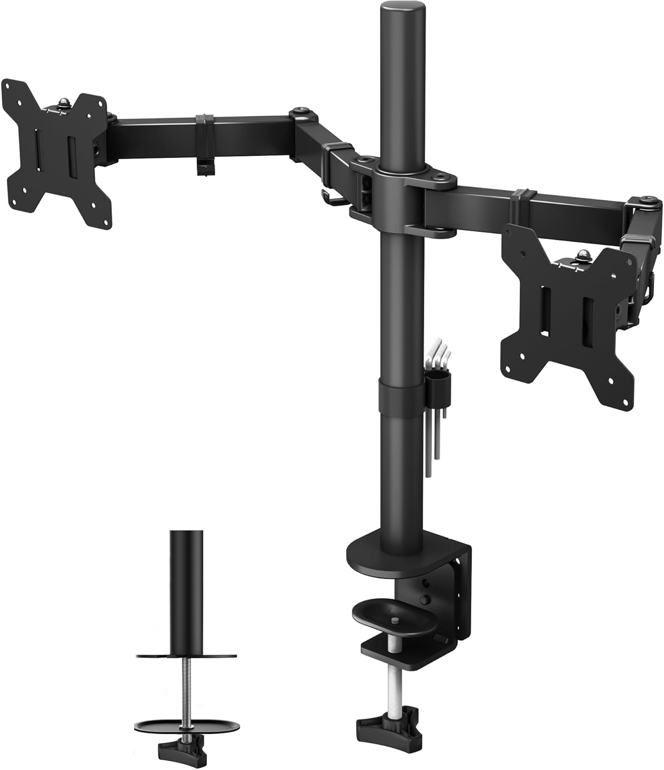 BONTEC Dual Monitor Mount for 13-27 Inch LCD LED PC Screens, Ergonomic Dual Monitor Stand for Desks, Height Adjustable Dual Monitor Arm Bracket Tilt 90&deg; Swivel 180&deg; Rotate 360&deg;, VESA 75/100Mm image number 2