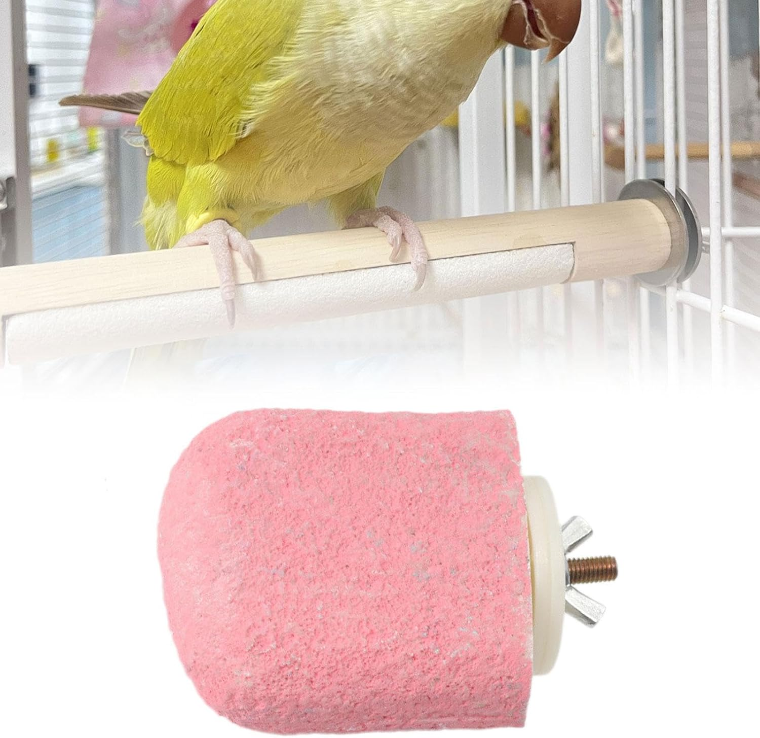 Whtkoph Bird Perch, Parrot Stand, Play Stand, Grinding, Trimmer for Macaws, Small Birds And, Pink image number 4
