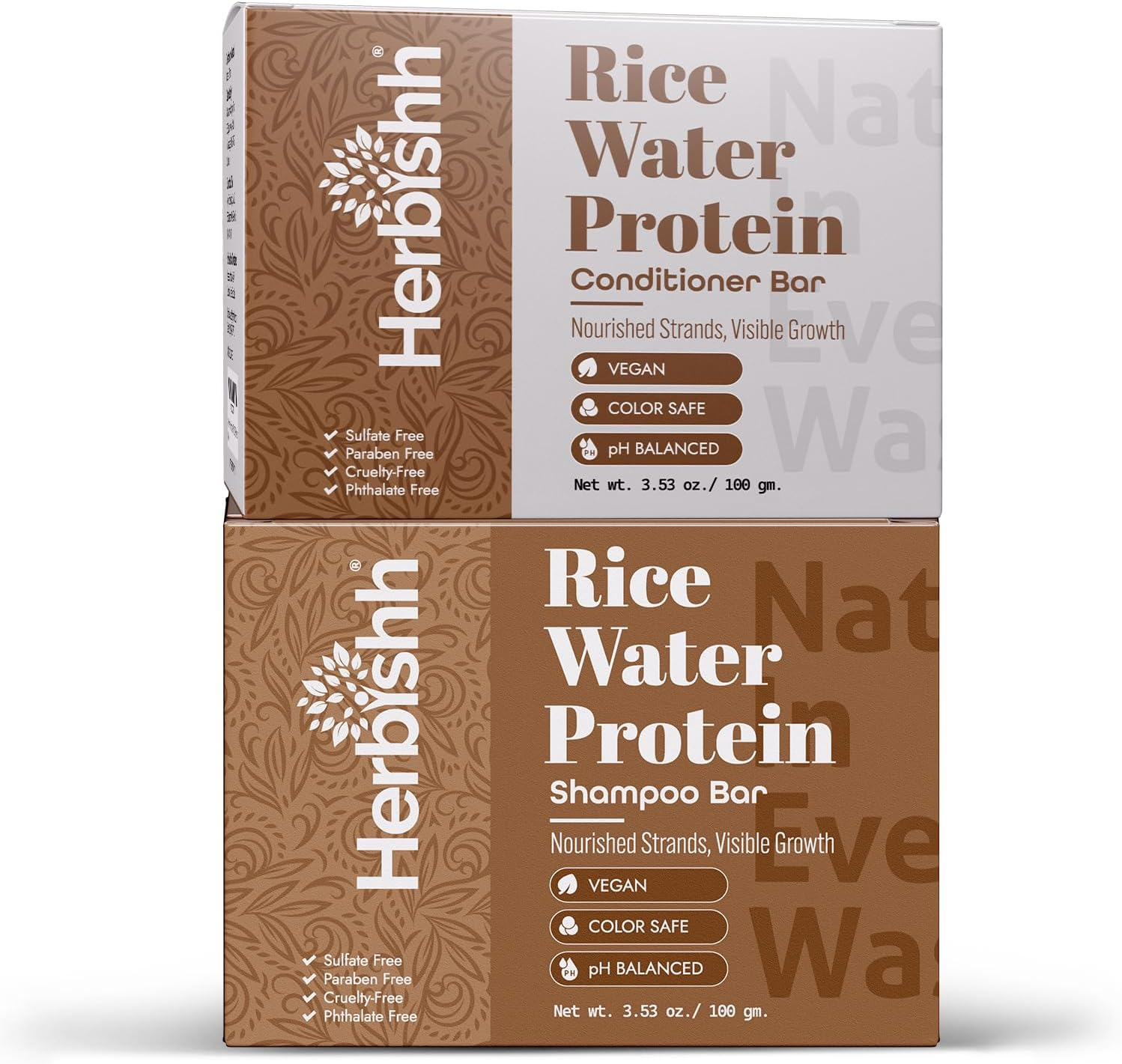 Herbishh Rice Water Shampoo & Conditioner Bar Set &ndash; Solid Bars for Hair Growth, Strength, & Moisture &ndash; Fermented Rice Protein Hair Care for Dry, Thinning Color-Treated Hair Sulfate-Free, 2 X 3.53 Oz image number 6