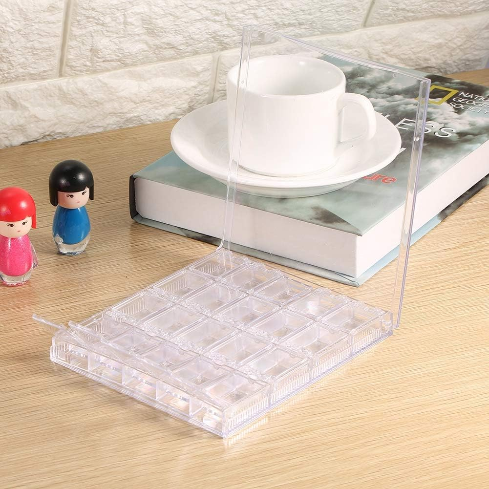 Betued Nail Art Box, 20 Grids Nail Decoration Box, Transparent Acrylic Nail Art Decorations Storage Box Jewelry Organiser for Diamond Embroidery Rhinestones Craft Bead Storage Tool image number 4