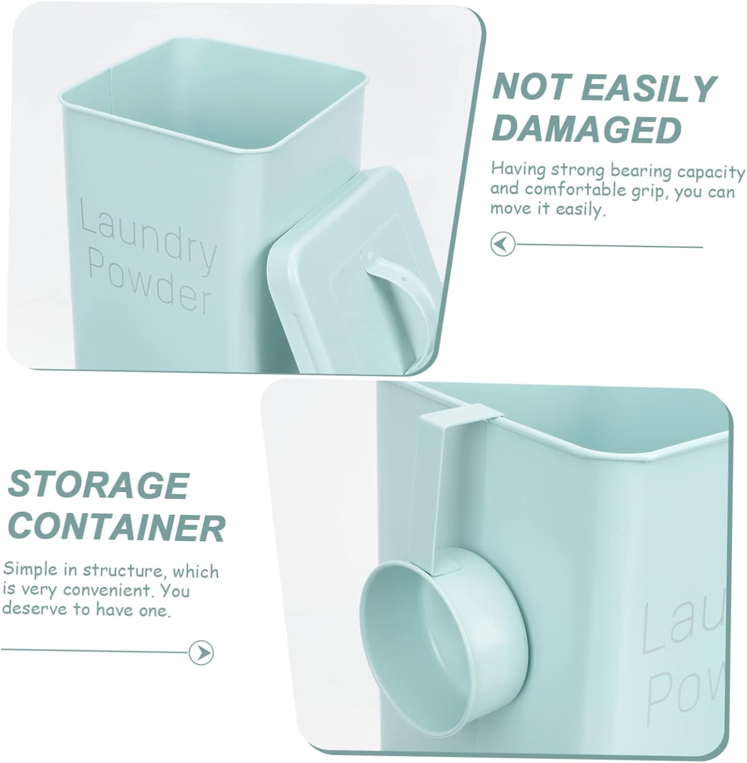 SOESFOUFU Laundry Detergent Canister Iron Material Bucket Scoop Laundry Storage Box for Powder image number 1