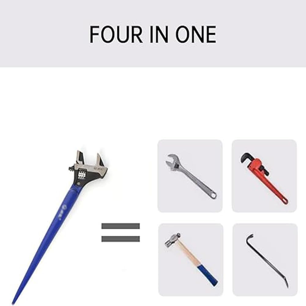 Four in One Multifunctional Adjustable Wrench: Pipe, Percussion and Crowbar Tool image number 1