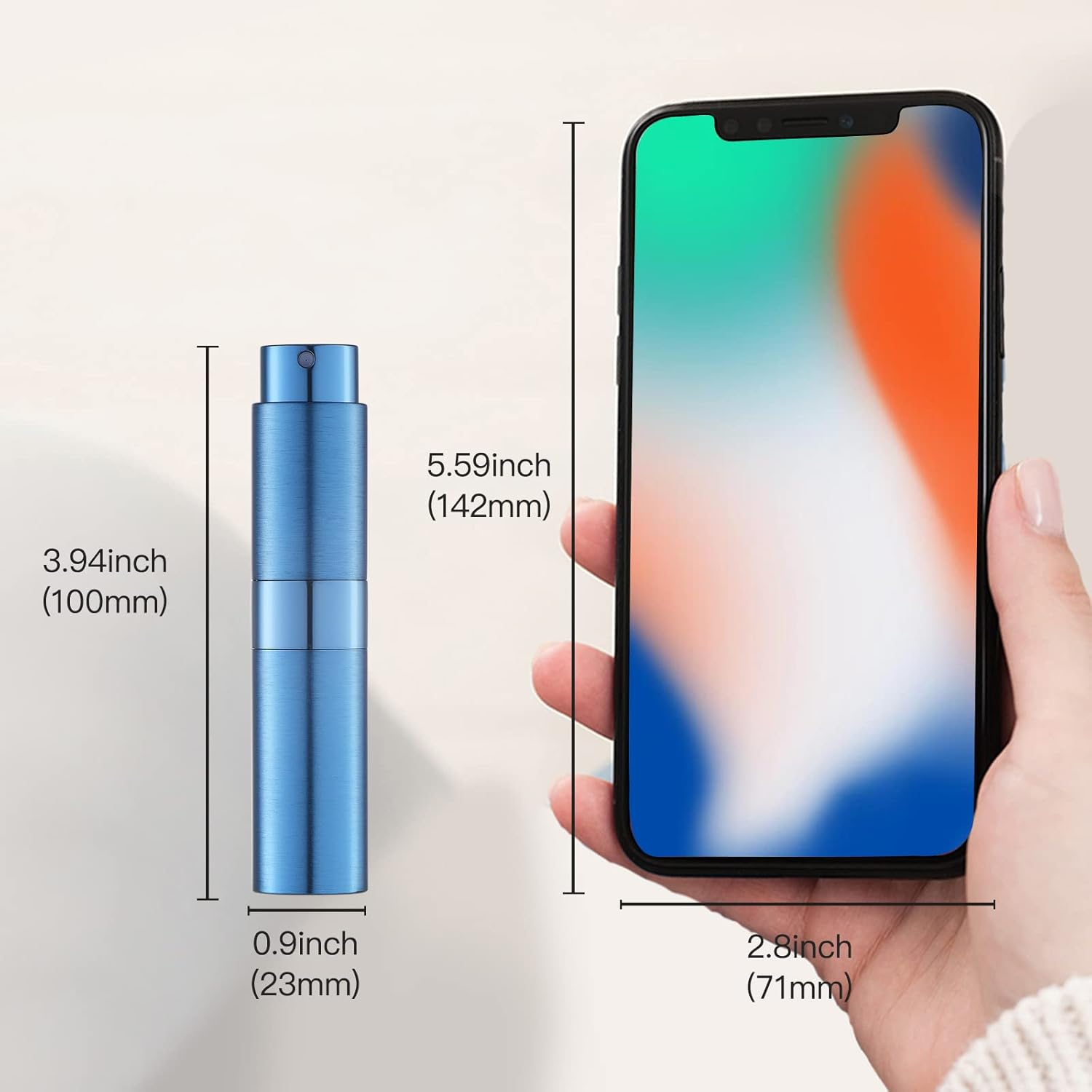 LISAPACK Perfume Travel Refillable Atomizer Bottle, 8Ml Empty Cologne Spray Bottle Dispenser, 4Pcs Portable Sprayer (Black, Silver, Pink, Blue)