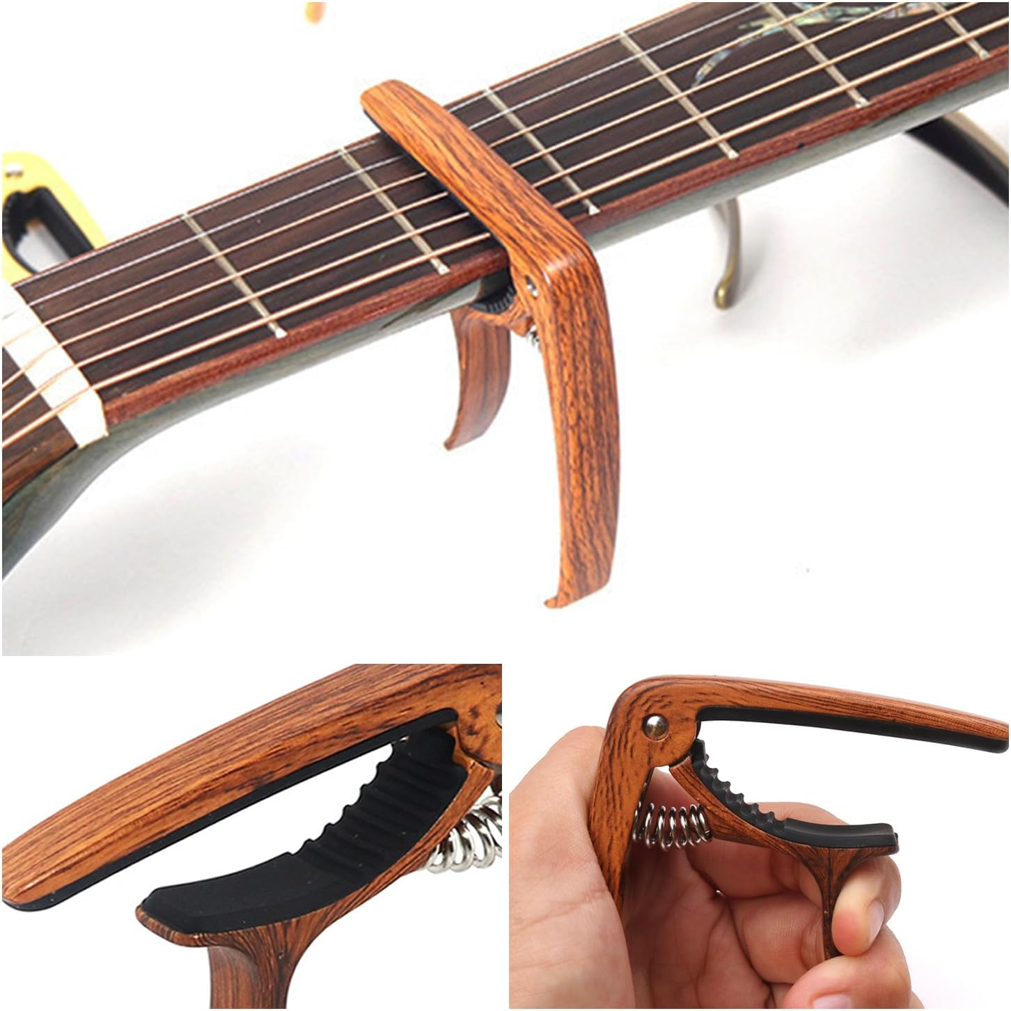 Guitar Capo, T Tersely Guitar Accessories Trigger Capo Clip with 5Pcs Guitar Picks for Acoustic and Electric Guitars,Ukulele image number 1