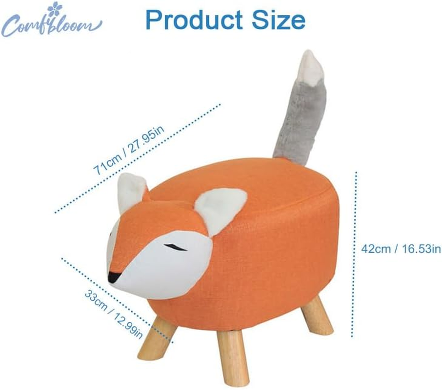 Extra Large Premium Handcrafted Wooden Animal Stools,Adorably Crafted with Fine Details, Multi-Purpose for Kid'S Seat, Decorative Furniture Piece or Shoe Changing Stool.(Fox) image number 6