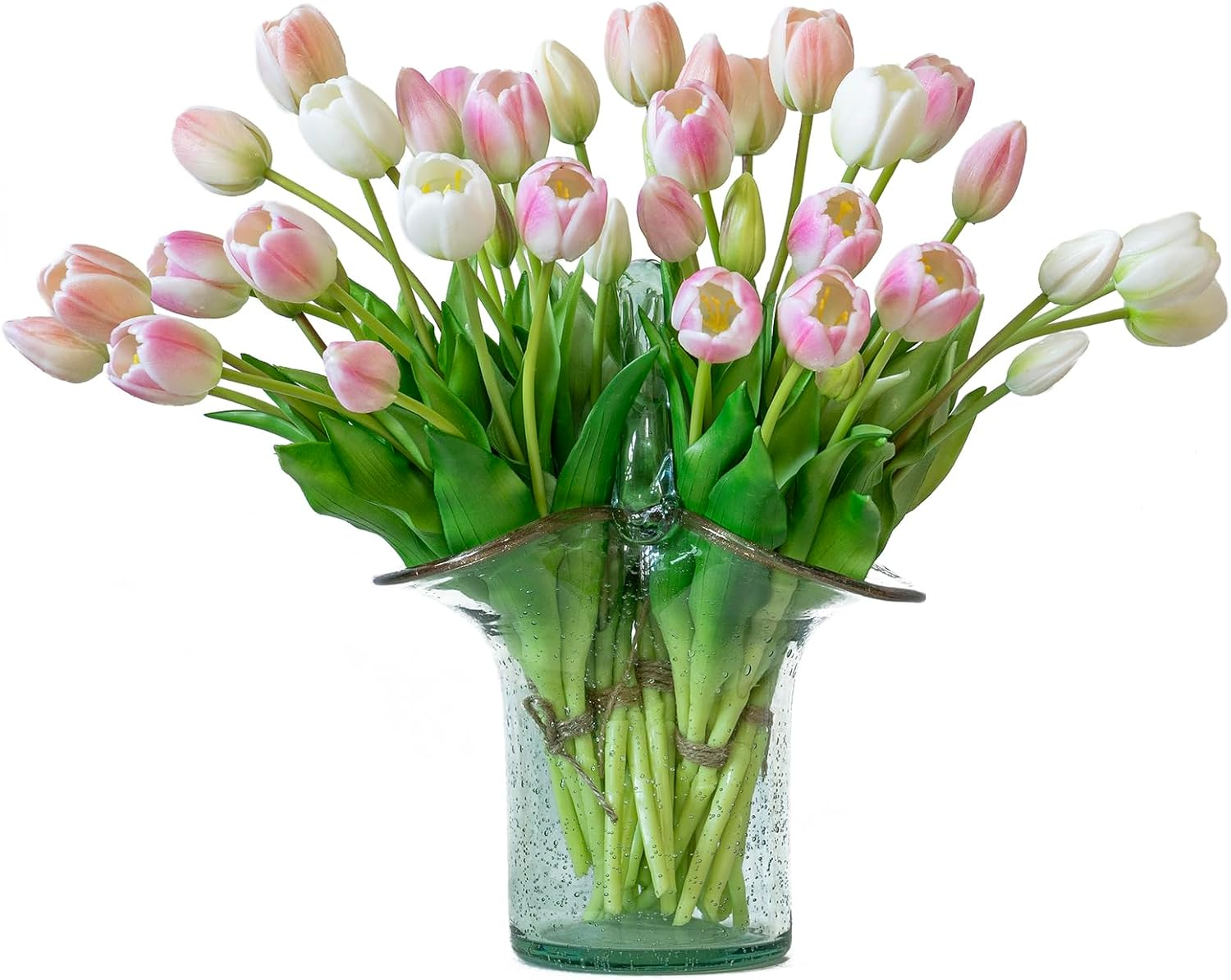 15Pcs Artificial Tulips Flowers, Real Touch Latex Bouquet, Fake Tulips for Office Wedding Party Home Kitchen Garden Decoration(Light Pink,15Pcs) - B Style-40Pcs Peach Pink Suit(No Vase)