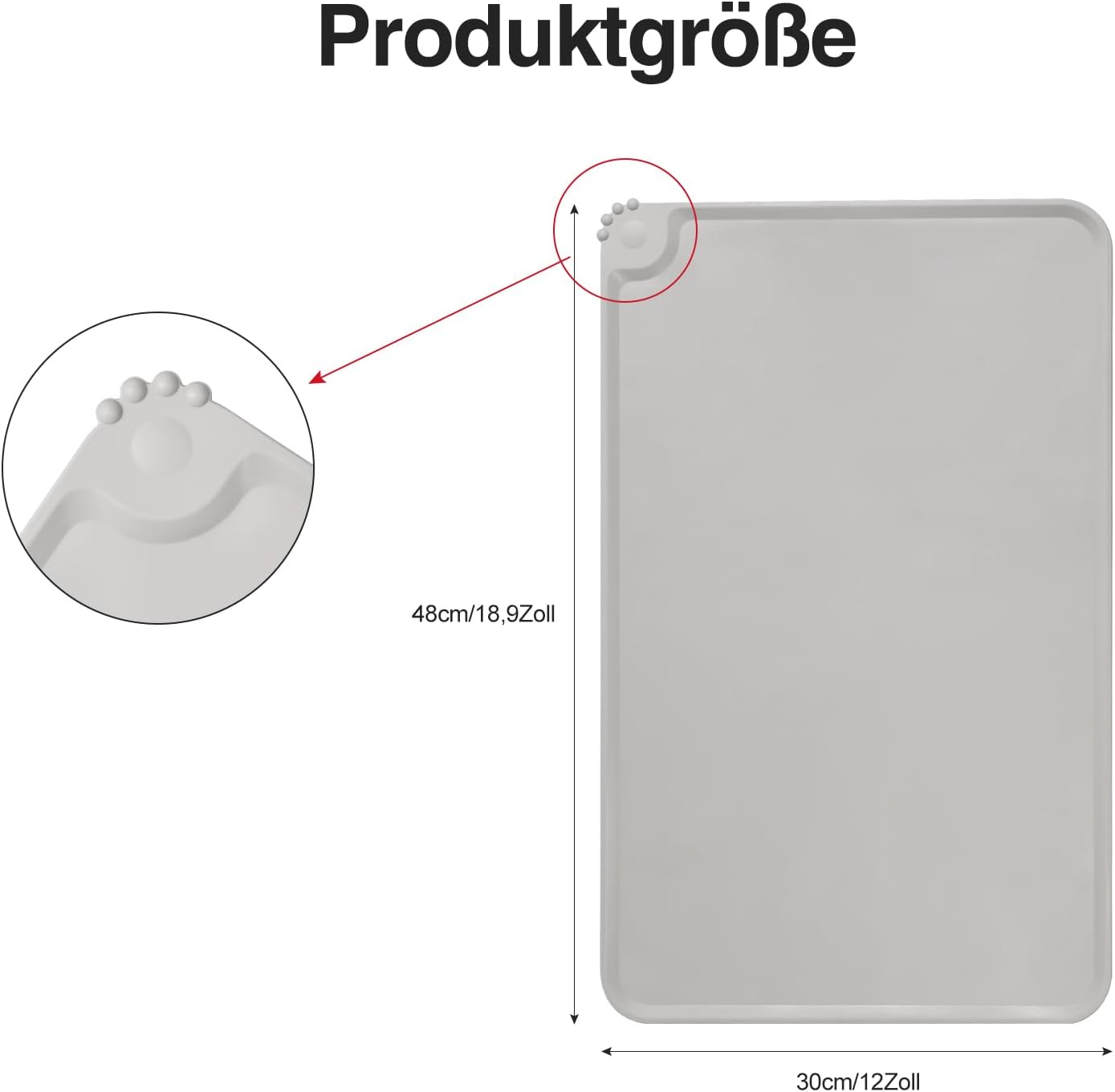 Dog Cat Feeding Mat, Silicone Waterproof Pet Food Mat, Dog and Cat Bowl Mat Non-Slip Mat for Feeding Bowl Dog and Cat Feeding Bowl, Feeding Mat 48 X 30 Cm image number 2