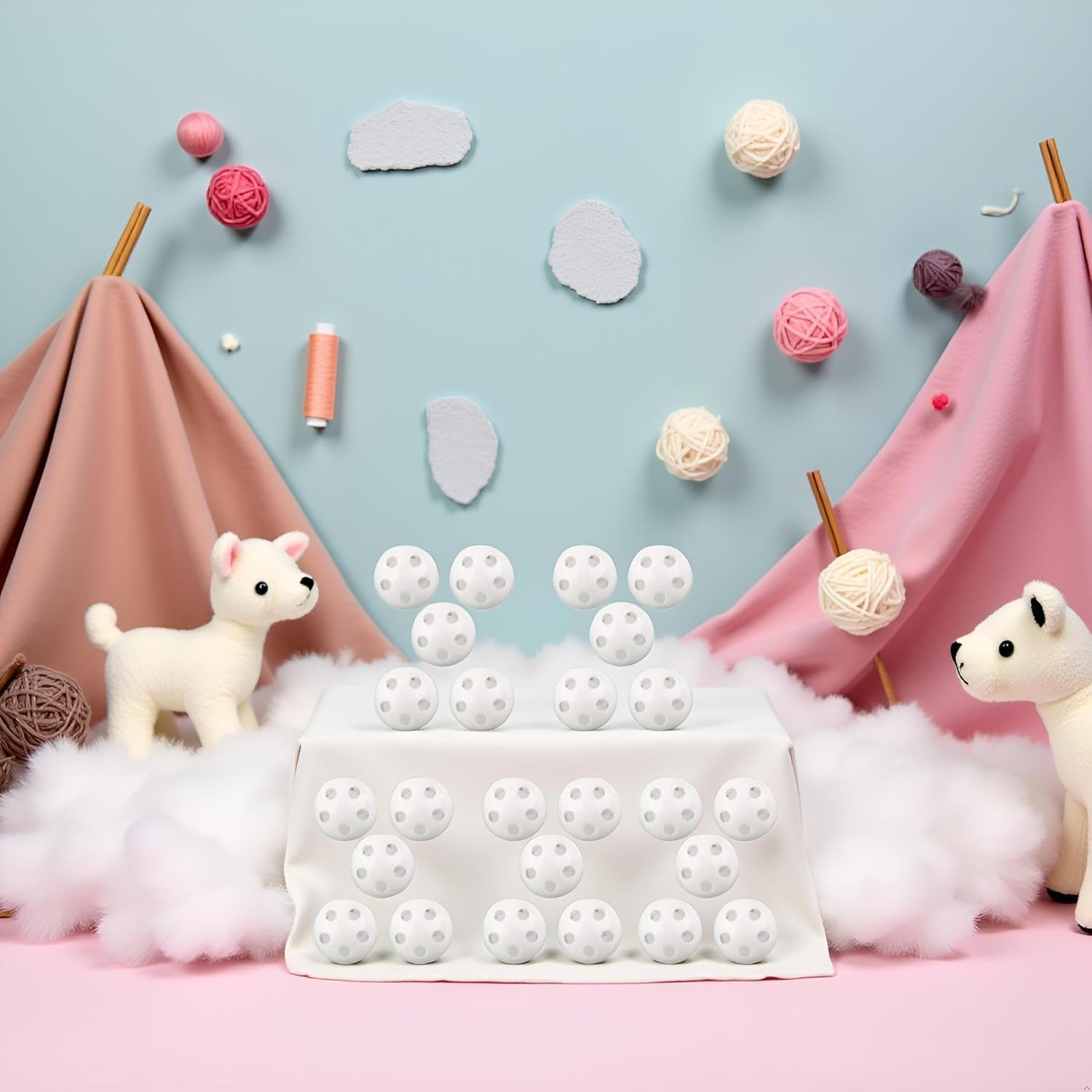 10Pcs White Rattle Balls Inserts Rattle Box Repair Doll Noise Maker Noise Maker Insert Rattle for Animal Puppet Doll,Rattles and Plush Rings Crochet Rattle image number 1