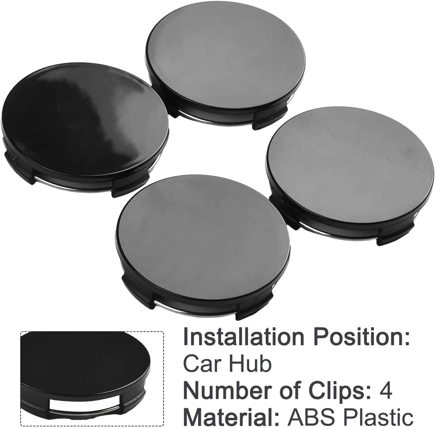 BWPEXZ 4Pcs 65Mm Car Vehicle Wheel Hub Center Cap Cover ABS Black for Most Cars Trucks Wheels Tires Parts Wear Parts image number 3