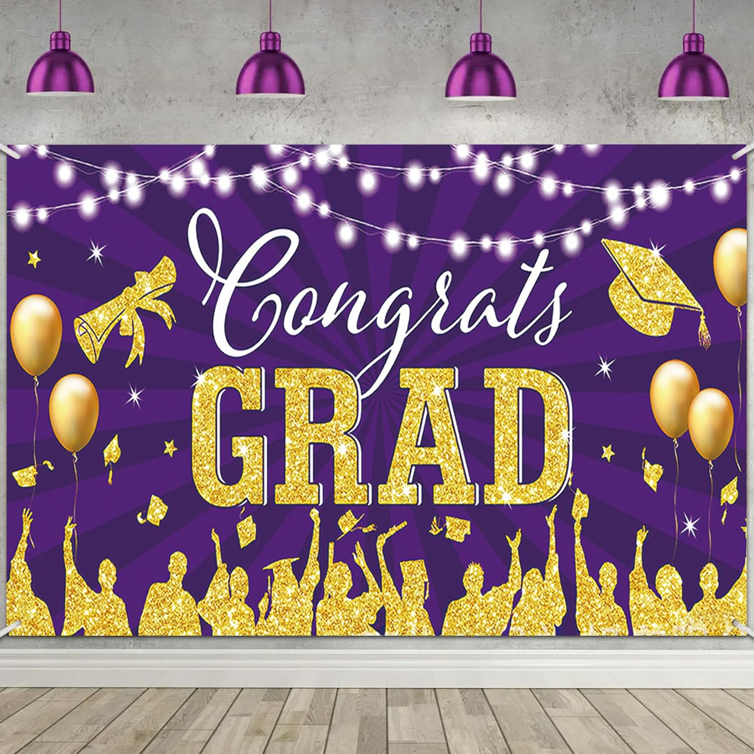 Graduation Backdrop 2025 Graduation Party Decorations Congrats Grad Banner 2025 Congrats Grad Backdrop Congratulations Graduates Background (Purple)