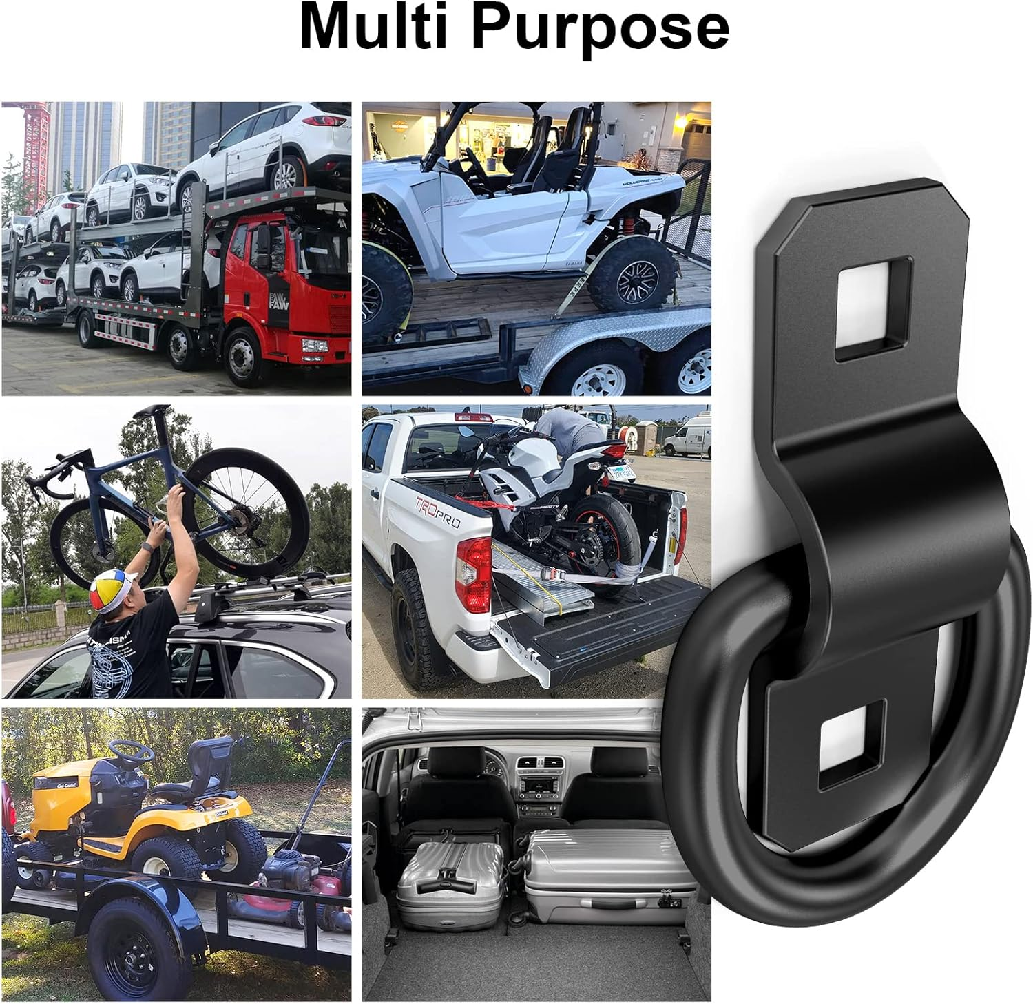 10 PCS 3/8" Heavy Duty D Rings Tie down Anchors for Trailer Truck Cargo D-Rings Durable Black Tie Downs Ring 6000 Pound Breaking Strength image number 6