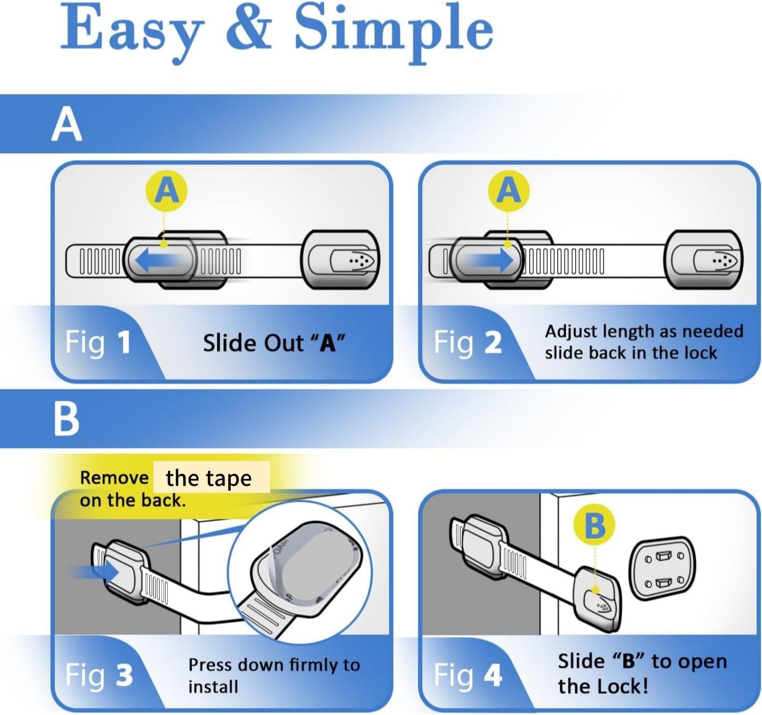 [Konstantie] Child Safety Strap Locks for Cabinet and Drawer (14 Packs, White) image number 3
